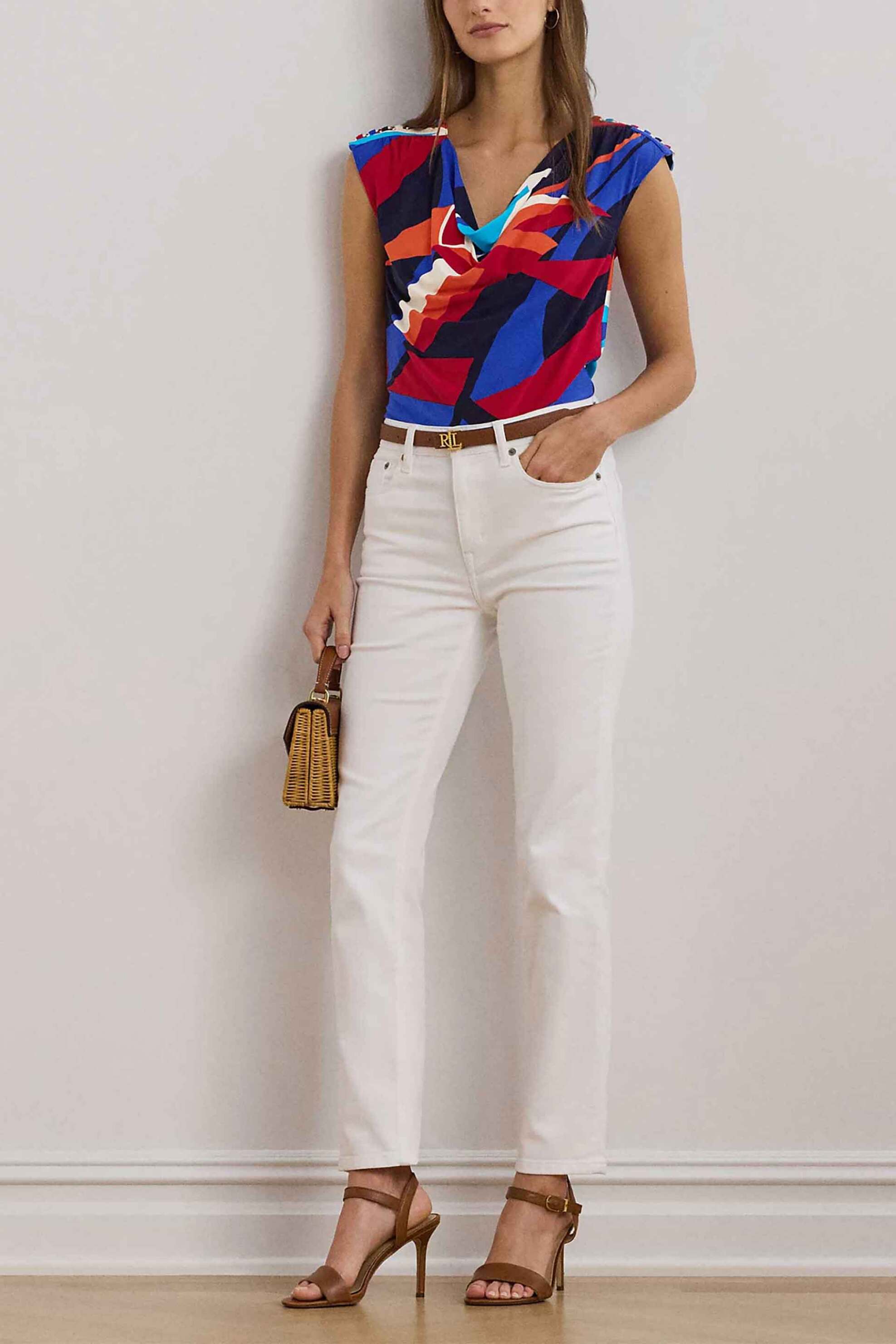 Lauren Ralph Lauren γυναικεία μπλούζα εμπριμέ με ντραπέ λαιμόκοψη - 200957665001 Κόκκινο φωτογραφία