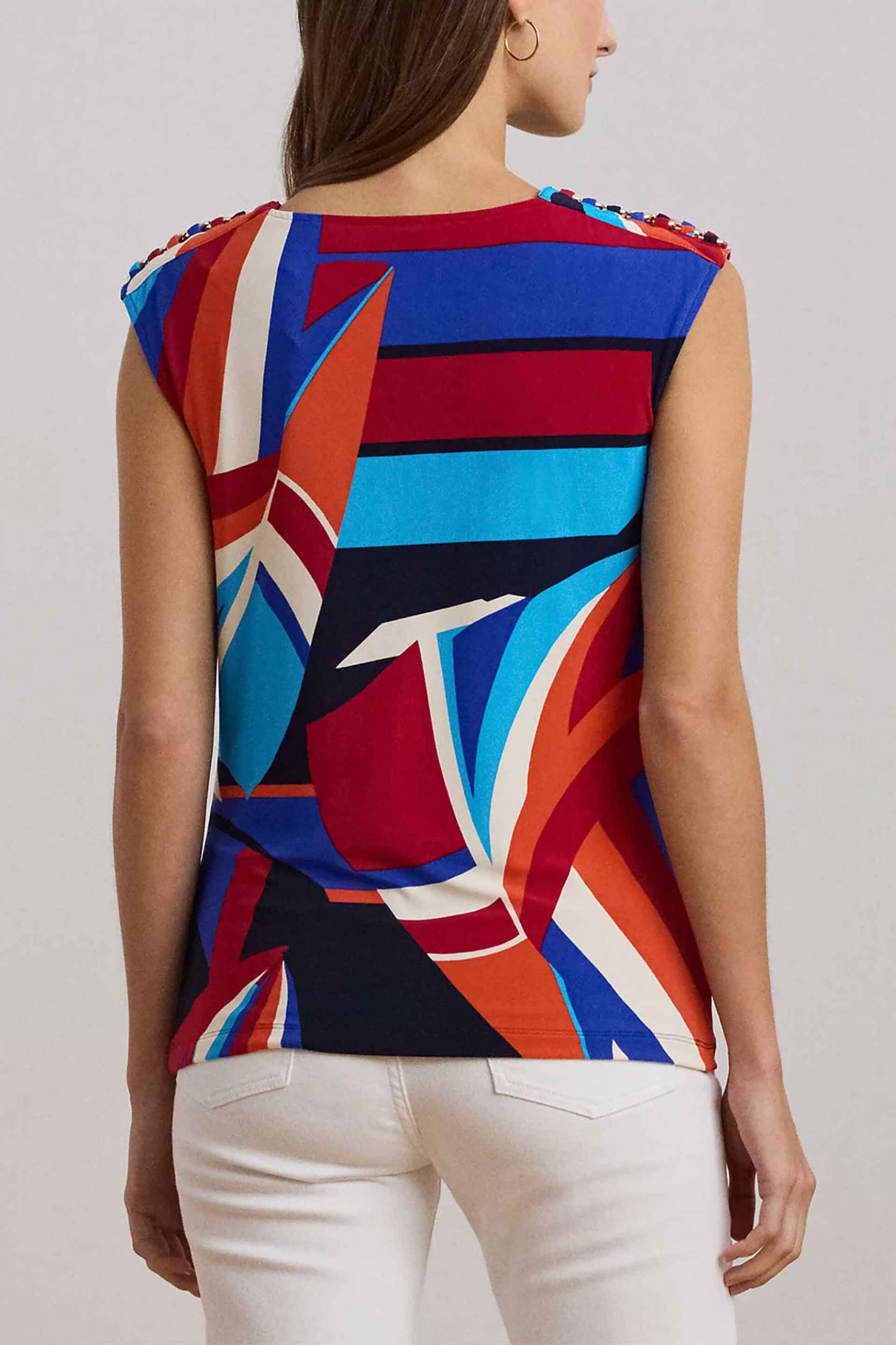 Lauren Ralph Lauren γυναικεία μπλούζα εμπριμέ με ντραπέ λαιμόκοψη - 200957665001 Κόκκινο φωτογραφία