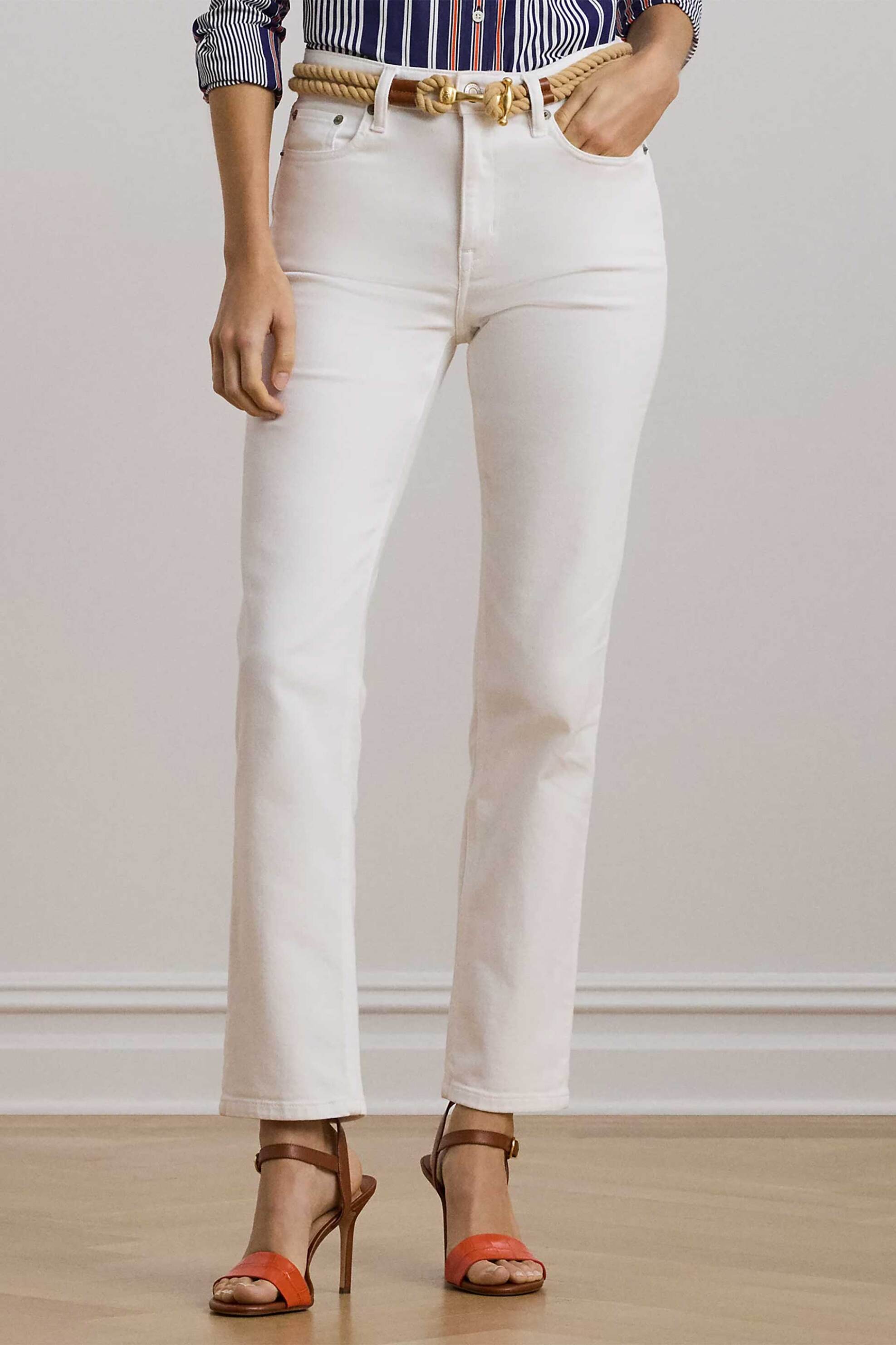 LAUREN RALPH LAUREN Lauren Ralph Lauren γυναικείο τζιν παντελόνι ψηλόμεσο - 200957695001 Λευκό - 2