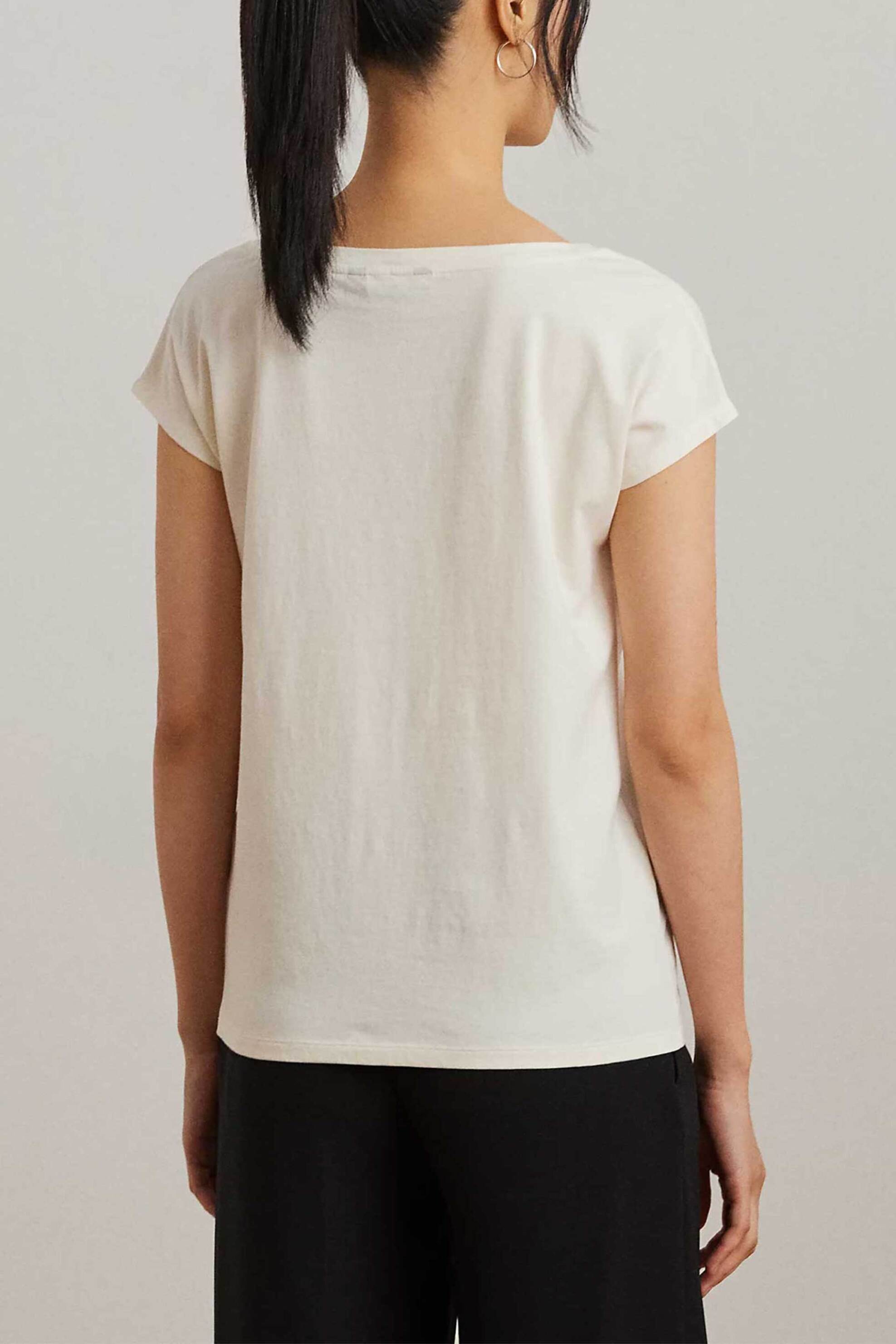Lauren Ralph Γυναικείο T-Shirt με Ανάγλυφο Σχέδιο - 200963933001 Εκρού
