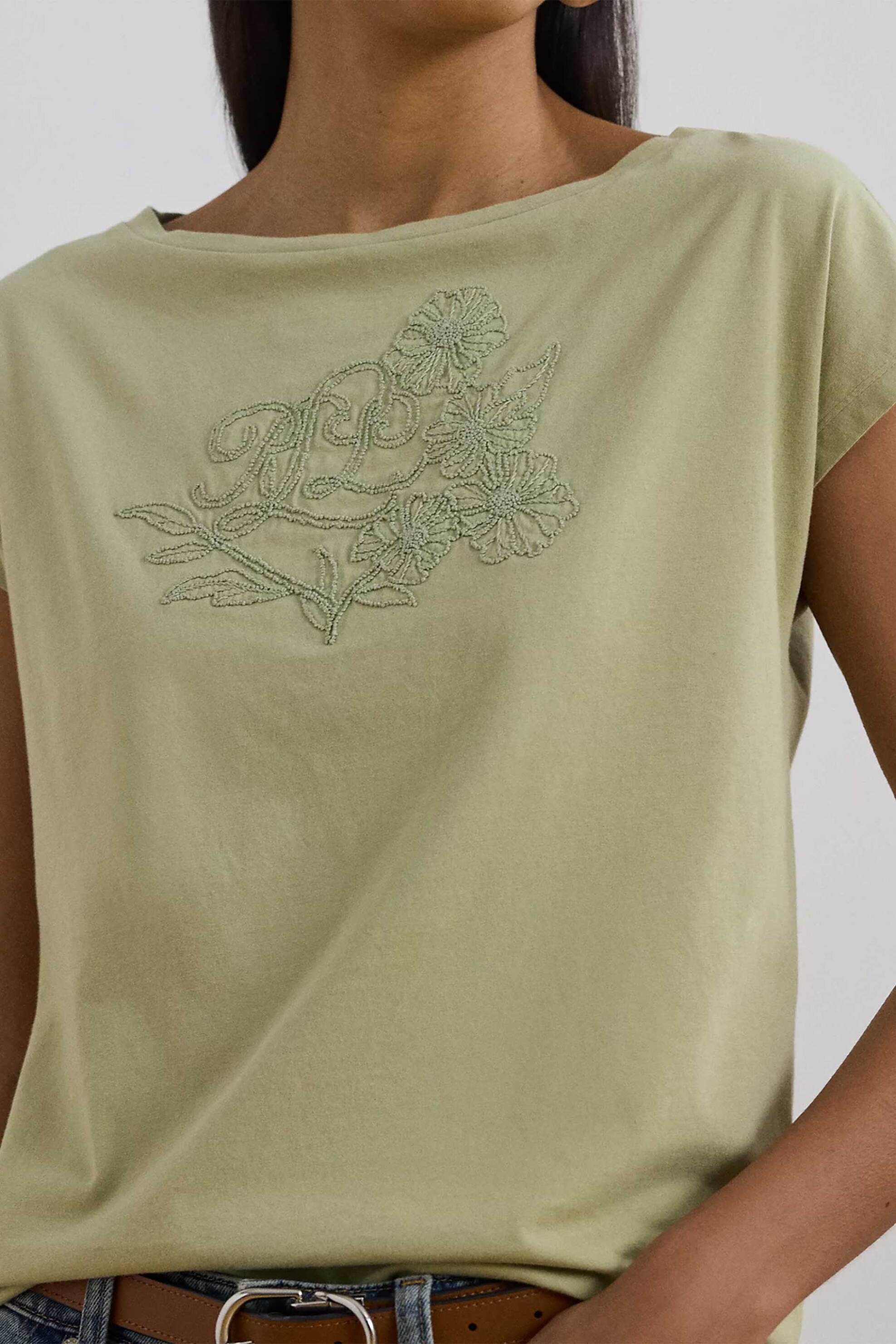 LAUREN RALPH LAUREN Lauren Ralph Lauren γυναικείο T-shirt με ανάγλυφο σχέδιο - 200963933002 Λαδί - 2