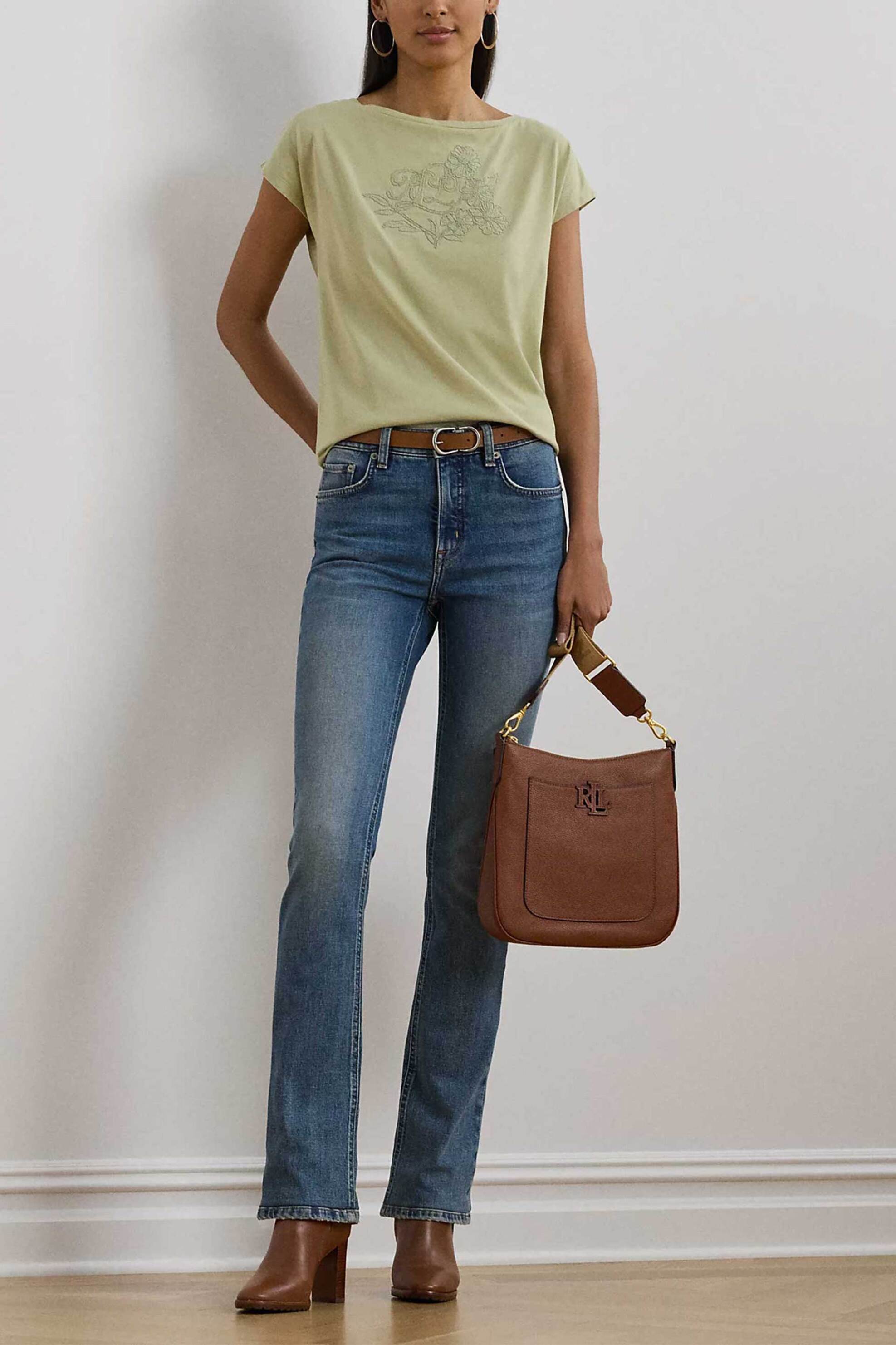 LAUREN RALPH LAUREN Lauren Ralph Lauren γυναικείο T-shirt με ανάγλυφο σχέδιο - 200963933002 Λαδί - 3