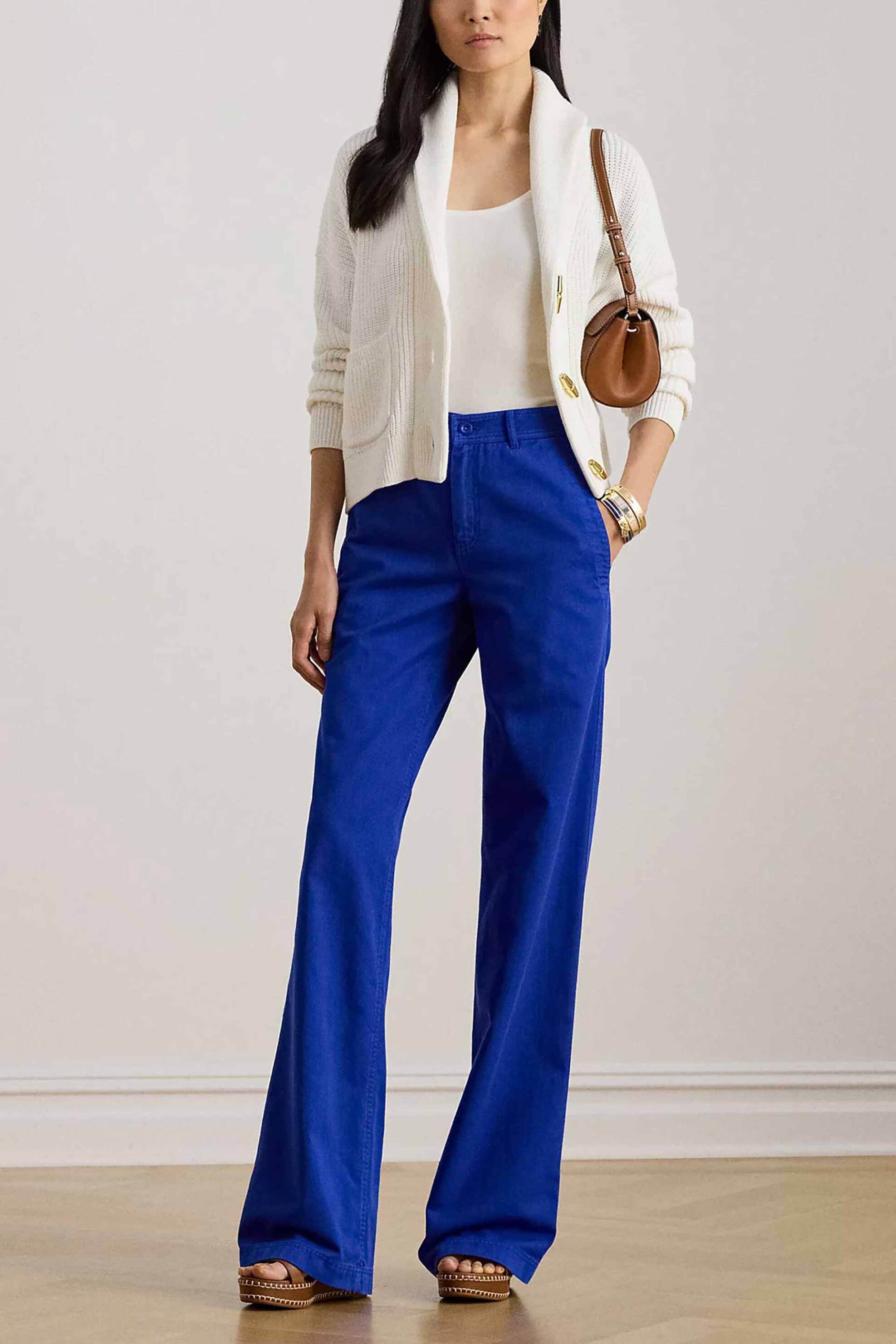 Lauren Ralph Lauren γυναικείο ψηλόμεσο παντελόνι Wide Leg - 200965654009 Μπλε