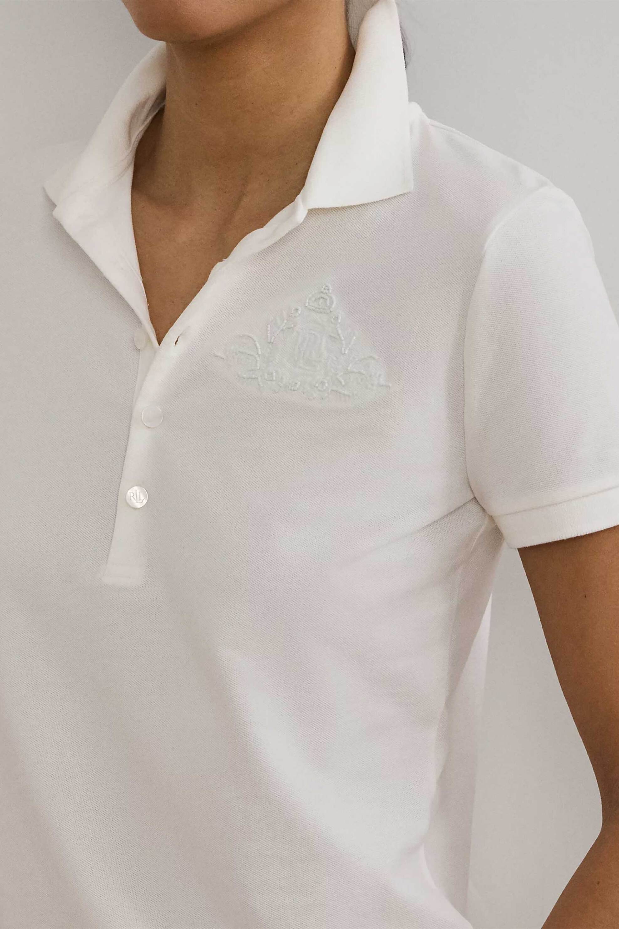 Lauren Ralph Lauren γυναικεία μπλούζα πόλο με κέντημα στο στήθος - 200966128001 Λευκό φωτογραφία