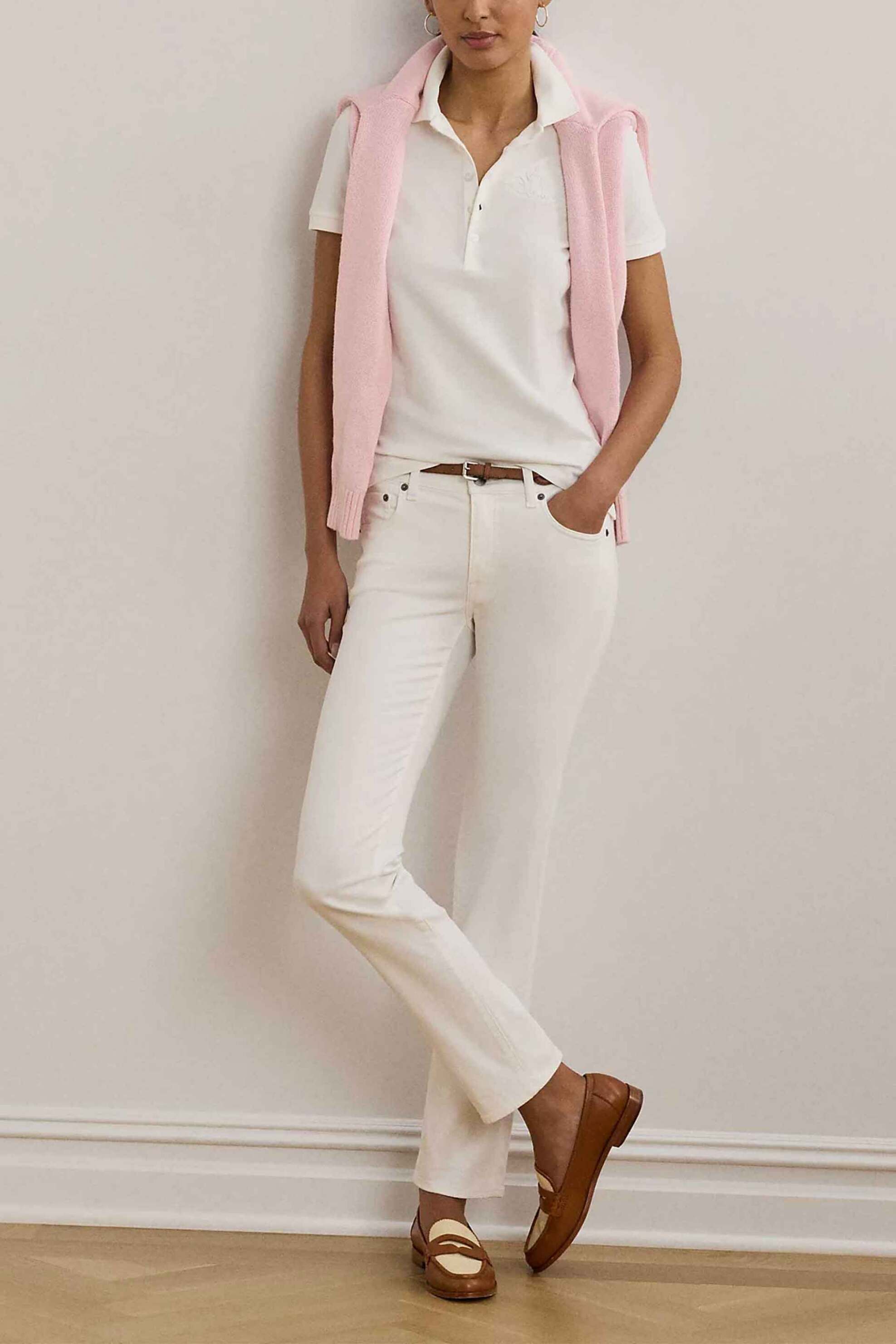 Lauren Ralph Lauren γυναικεία μπλούζα πόλο με κέντημα στο στήθος - 200966128001 Λευκό φωτογραφία