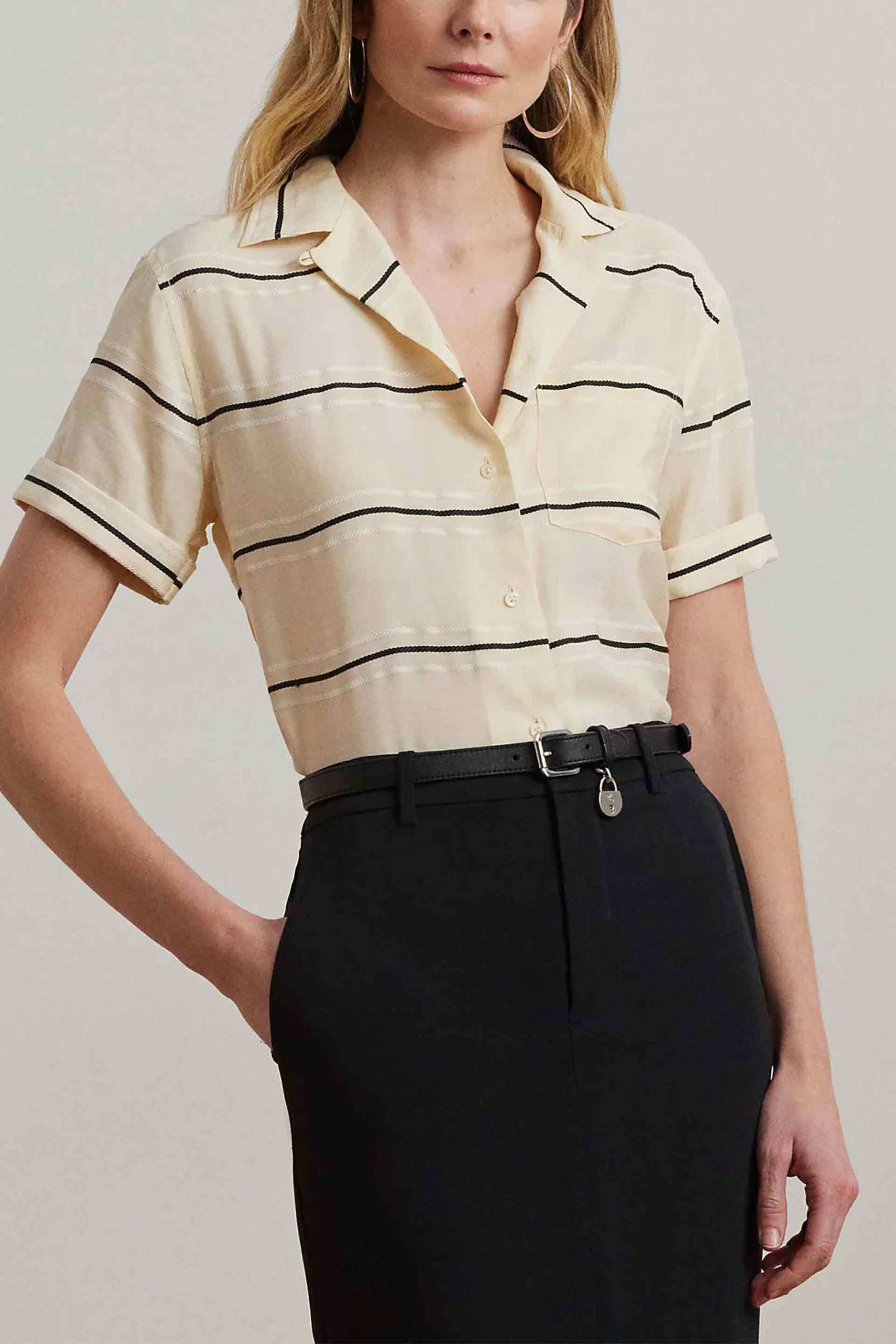 LAUREN RALPH LAUREN Lauren Ralph Lauren γυναικείο πουκάμισο με ρίγες - 200970407001 Μπεζ 2025