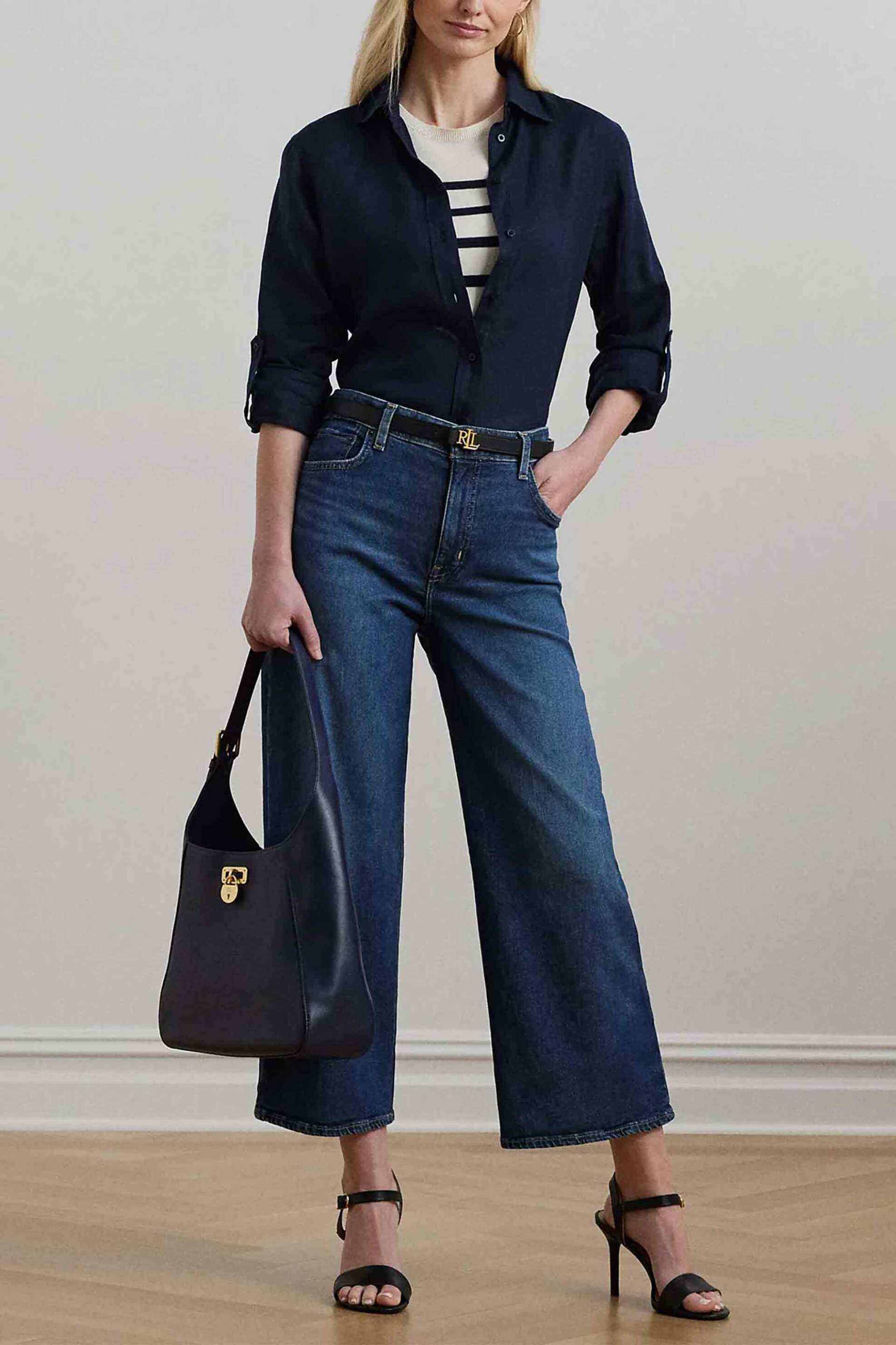 LAUREN RALPH LAUREN Lauren Ralph Lauren γυναικείο τζιν παντελόνι ψηλόμεσο cropped - 200973246001 Denim Blue 2025