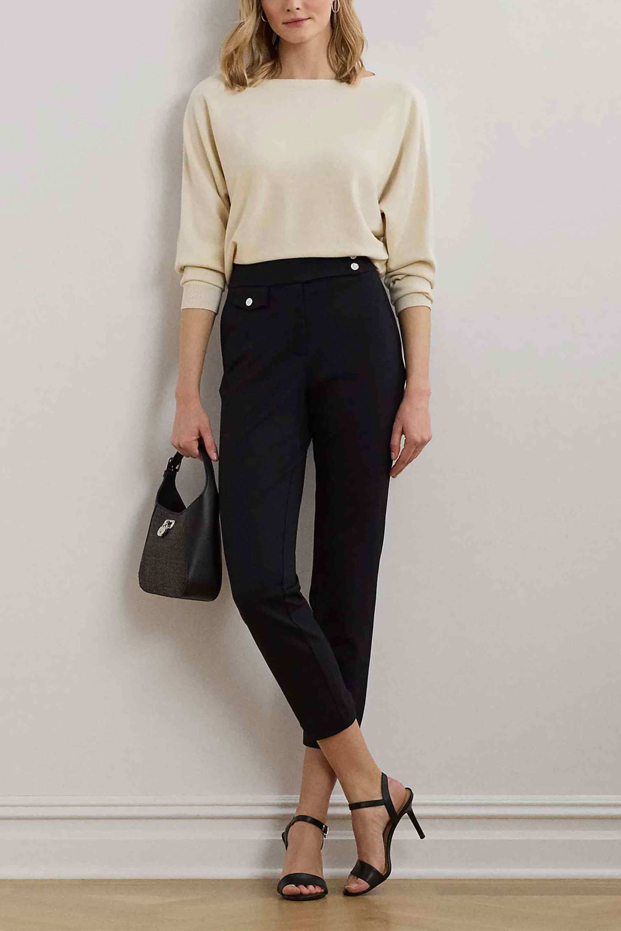 Lauren Ralph Lauren γυναικείο ψηλόμεσο παντελόνι cropped Straight Tapered Fit - 200980023001 Μαύρο