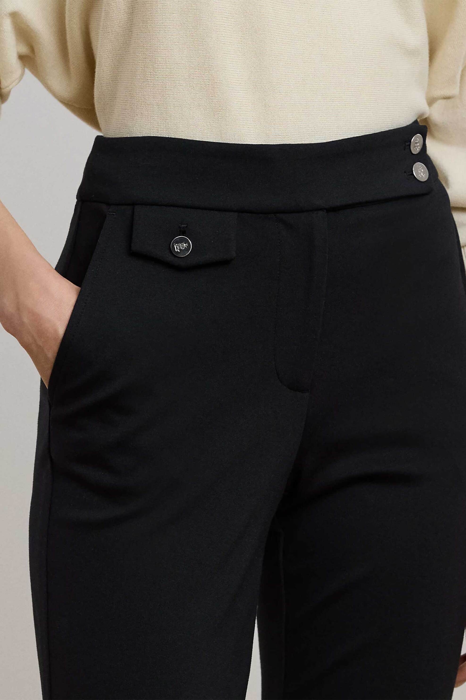 Lauren Ralph Γυναικείο Ψηλόμεσο Παντελόνι Cropped Straight Tapered Fit - 200980023001 Μαύρο
