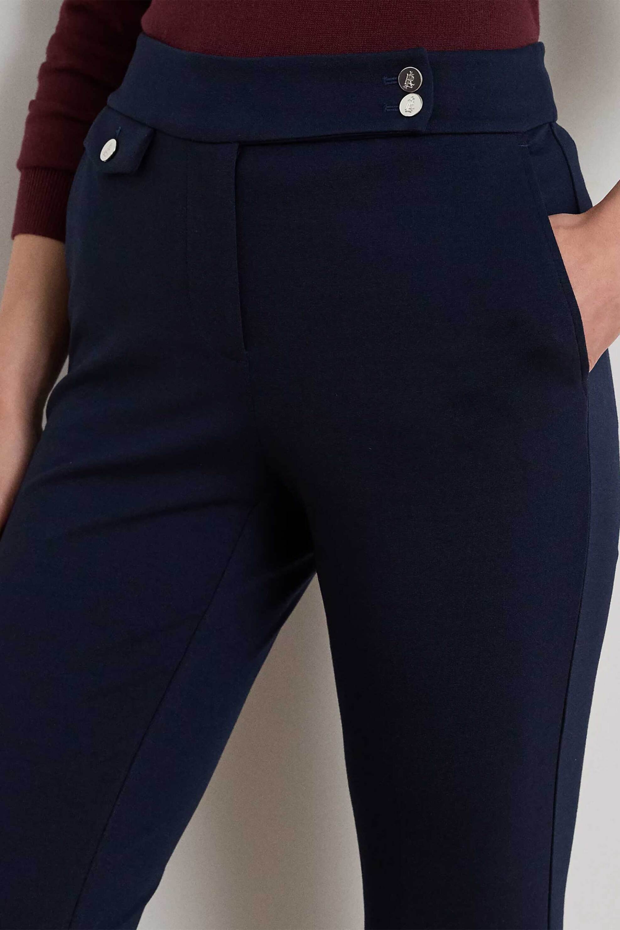 Lauren Ralph Γυναικείο Ψηλόμεσο Παντελόνι Cropped Straight Tapered Fit - 200980023002 Μπλε Σκούρο
