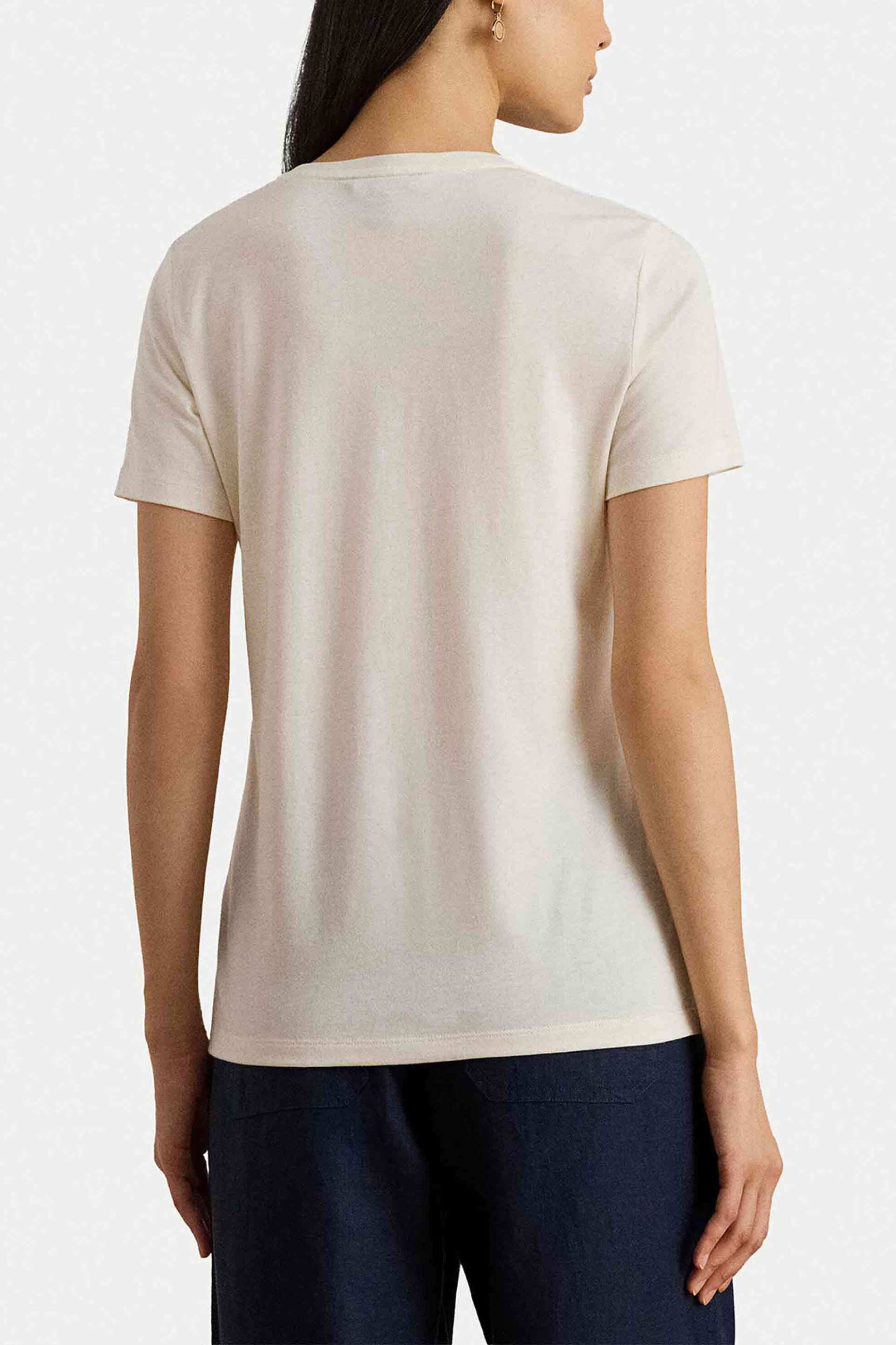 Lauren Ralph Γυναικείο T-Shirt με Λογότυπο Και Lettering Regular Fit - 200P03725002 Εκρού
