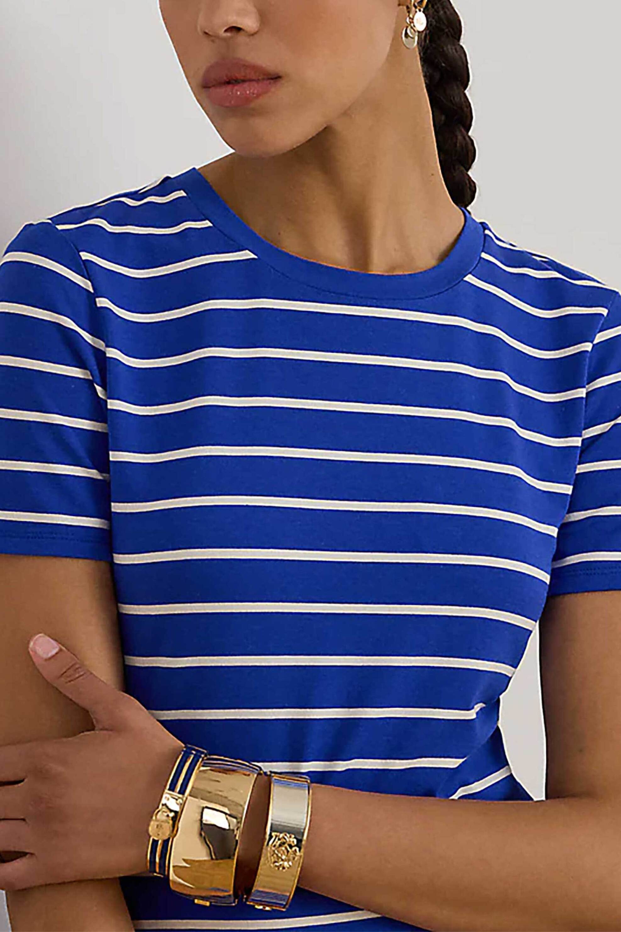 Lauren Ralph Γυναικείο Maxi Φόρεμα με Ριγέ Σχέδιο Slim Fit - 200P03768001 Μπλε