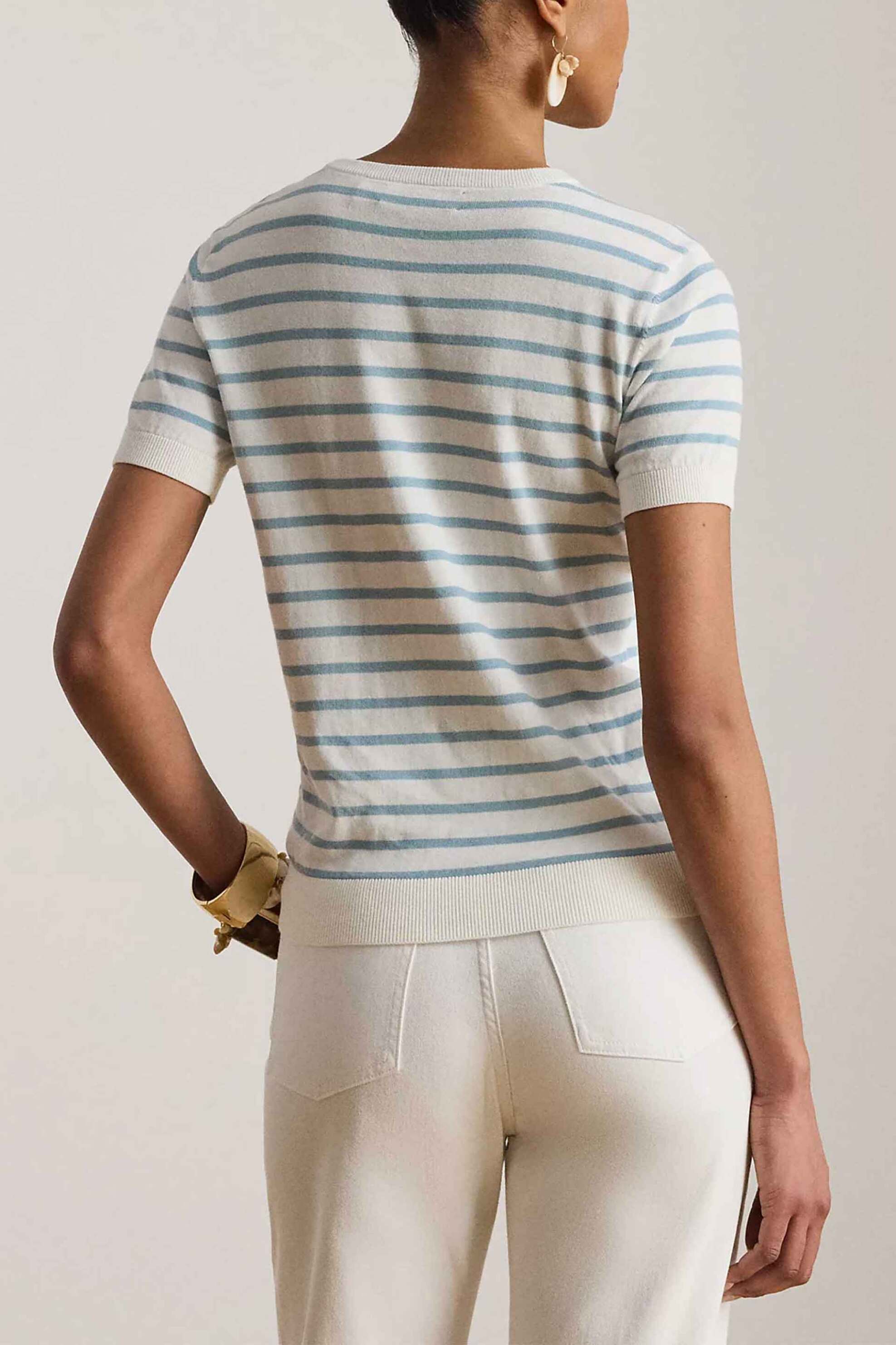 Lauren Ralph Γυναικεία Πλεκτή Μπλούζα με Ριγέ Σχέδιο Relaxed Fit - 200P08813002 Μπλε Ανοιχτό