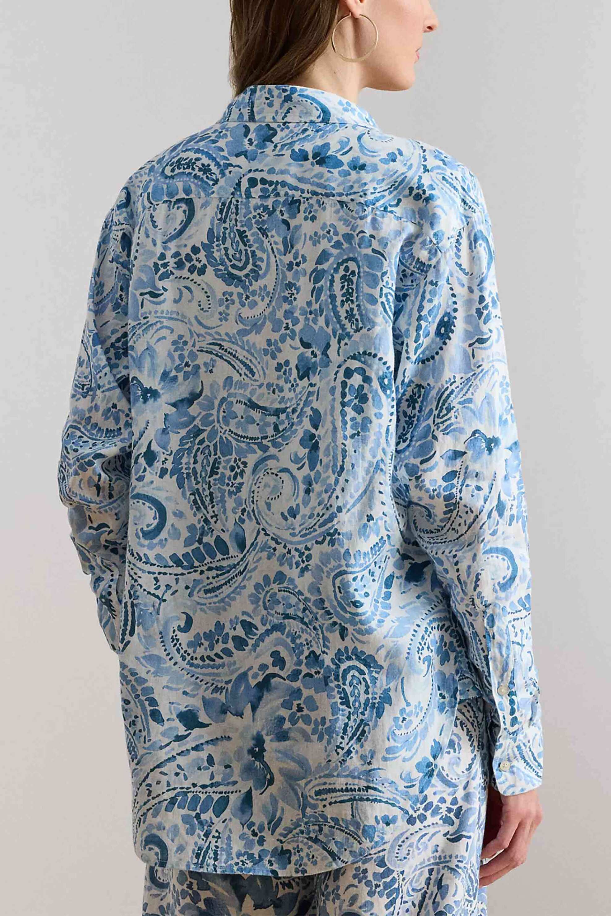 Lauren Ralph Γυναικείο Λινό Πουκάμισο με Paisley Pattern Relaxed Fit - 200P08926001 Μπλε