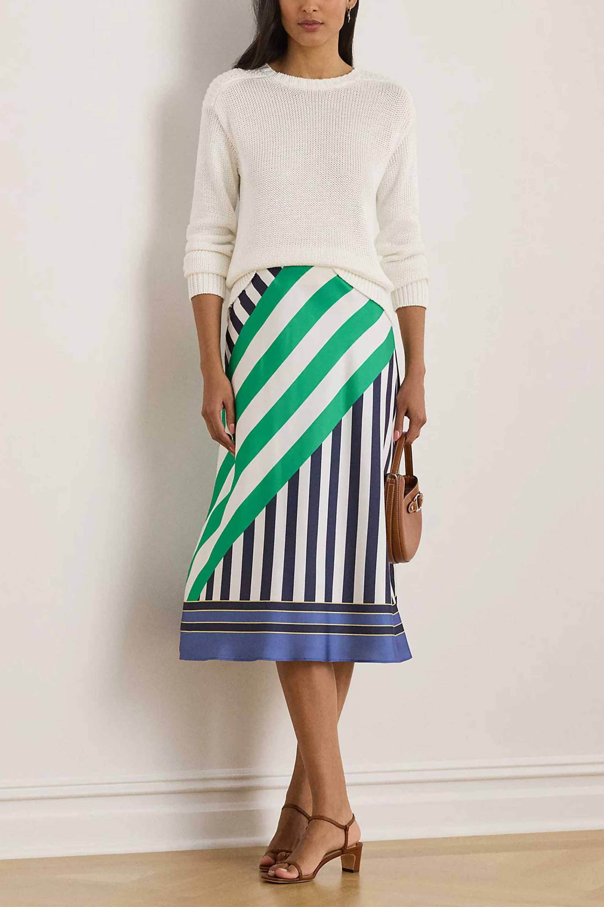 Lauren Ralph Lauren γυναικεία midi φούστα bolour-blocked με ριγέ σχέδιο A-line - 200P10547001 Μπλε Σκούρο