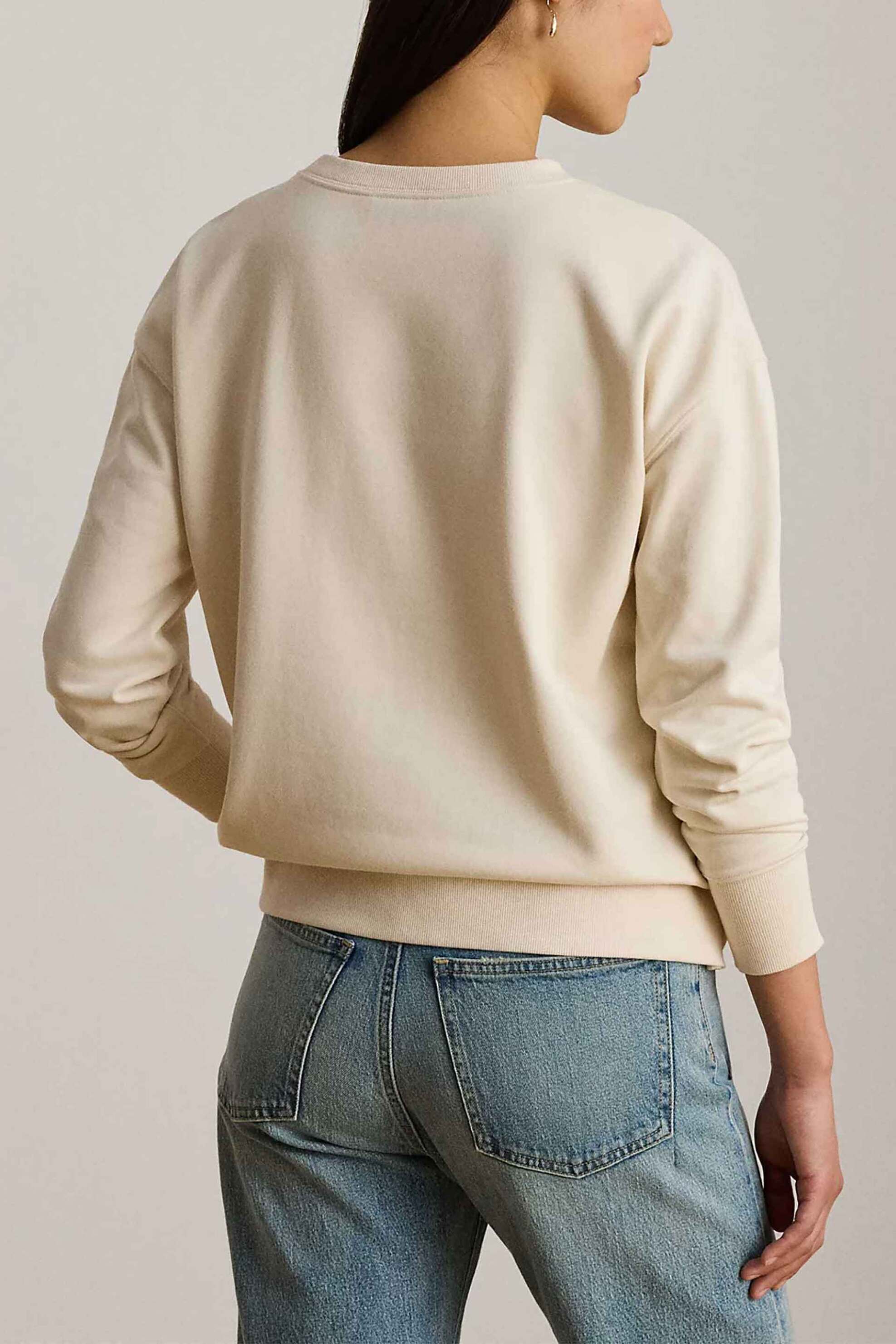 LAUREN RALPH LAUREN Lauren Ralph Lauren γυναικεία μπλούζα φούτερ με κέντημα Relaxed Fit - 200P13944002 Εκρού - 3