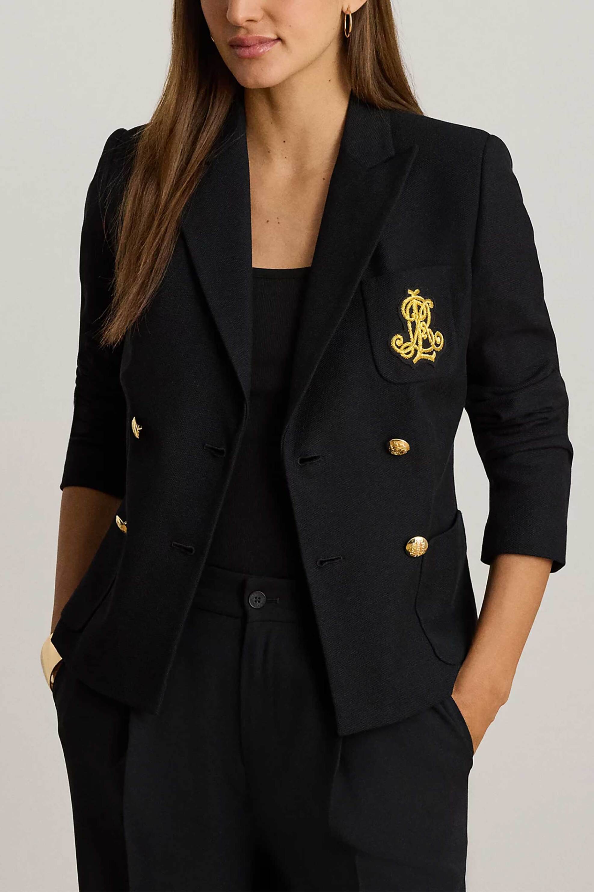 Lauren Ralph Lauren γυναικείο σακάκι με κεντημένο λογότυπο - 200P14021001 Μαύρο