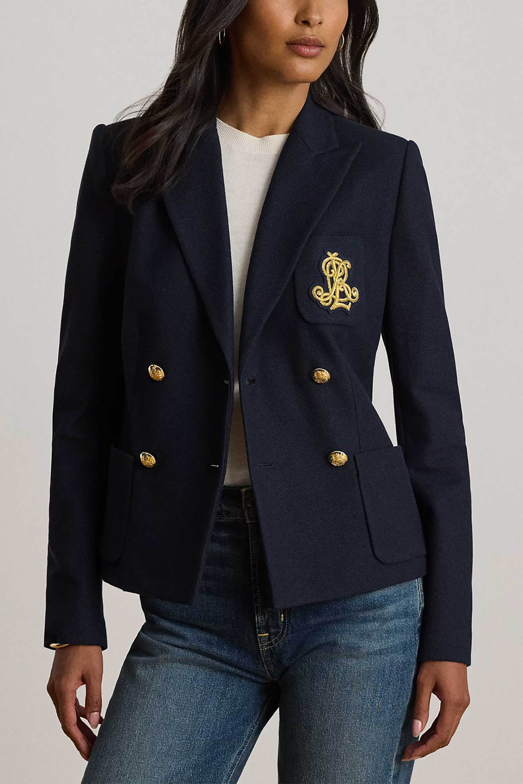 Lauren Ralph Lauren γυναικείο σακάκι με κεντημένο λογότυπο - 200P14021002 Μπλε Σκούρο