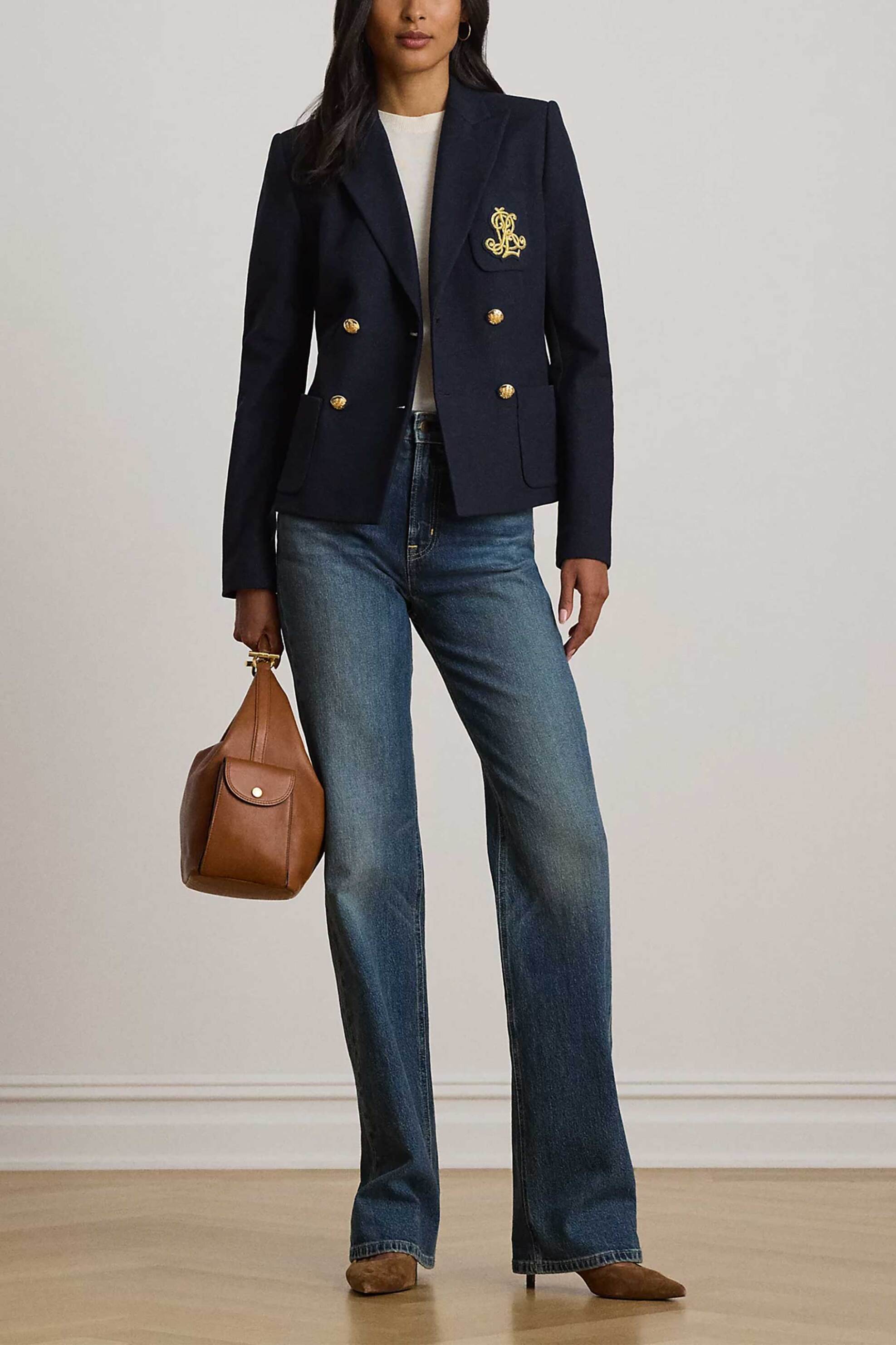 Lauren Ralph Lauren γυναικείο σακάκι με κεντημένο λογότυπο - 200P14021002 Μπλε Σκούρο