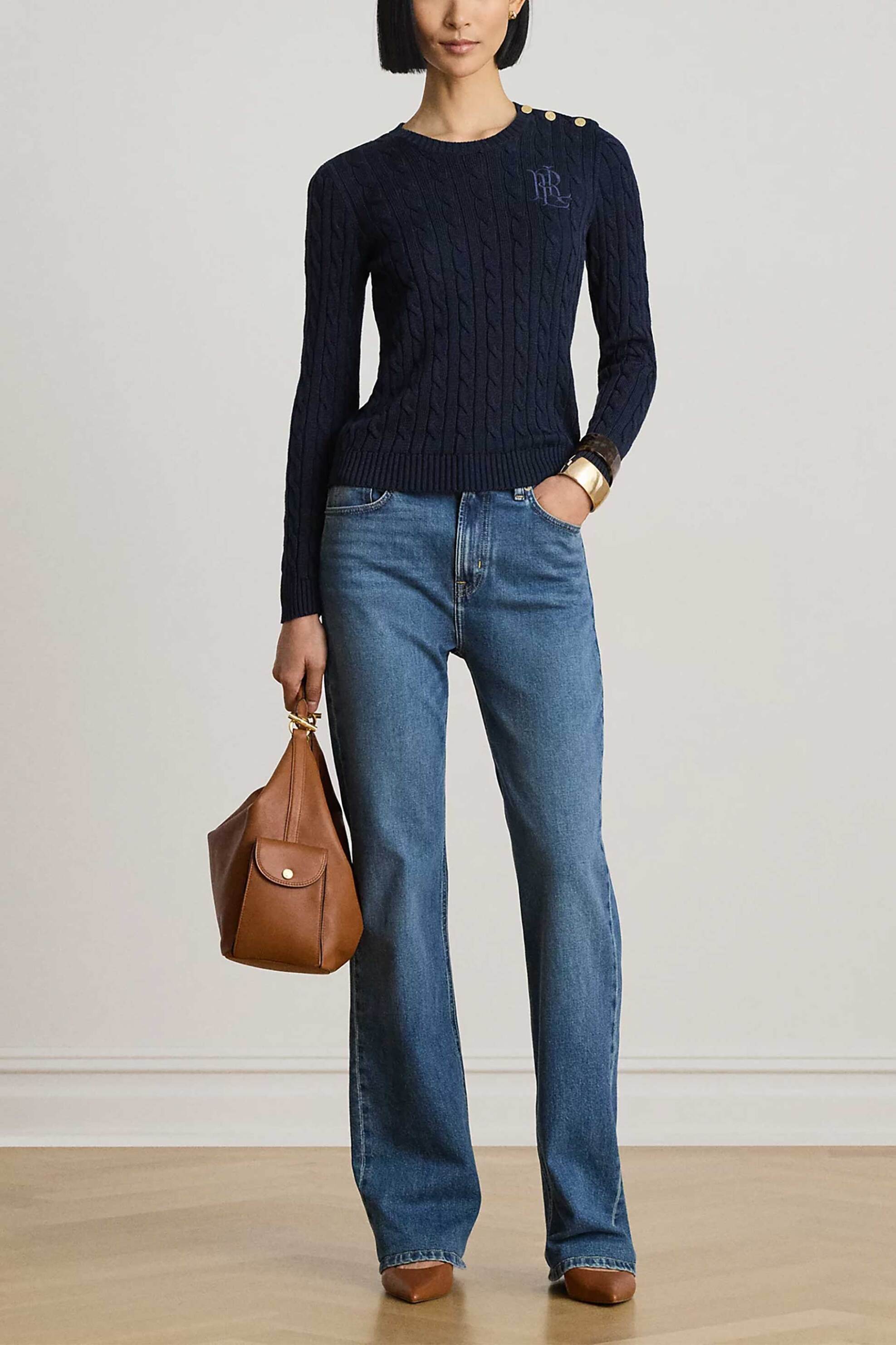 LAUREN RALPH LAUREN Lauren Ralph Lauren γυναικείο πουλόβερ με cable knit pattern Relaxed Fit - 200P14039002 Μπλε Σκούρο - 2
