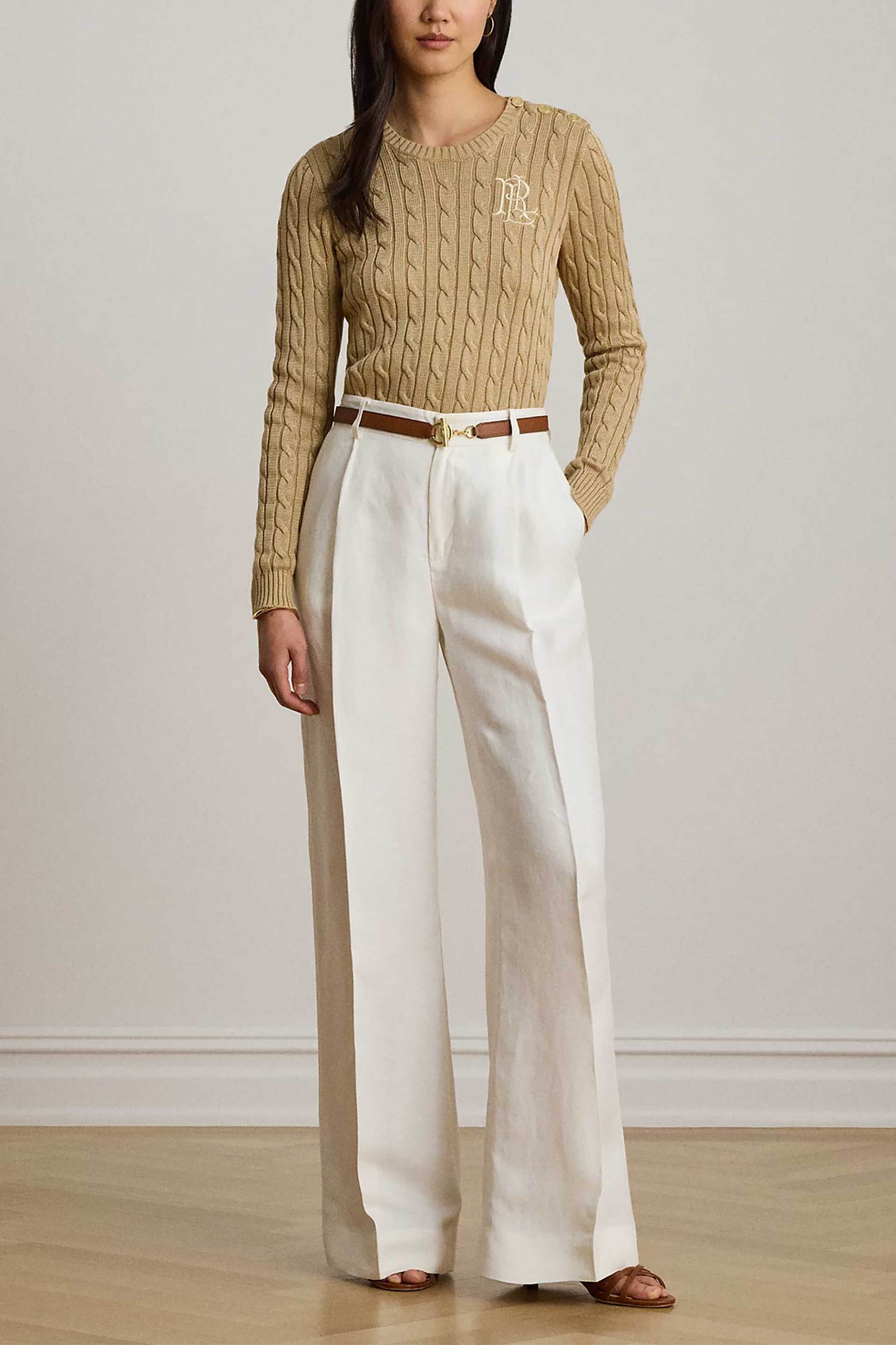 LAUREN RALPH LAUREN Lauren Ralph Lauren γυναικείο πουλόβερ με cable knit pattern Relaxed Fit - 200P14039006 Μπεζ - 2