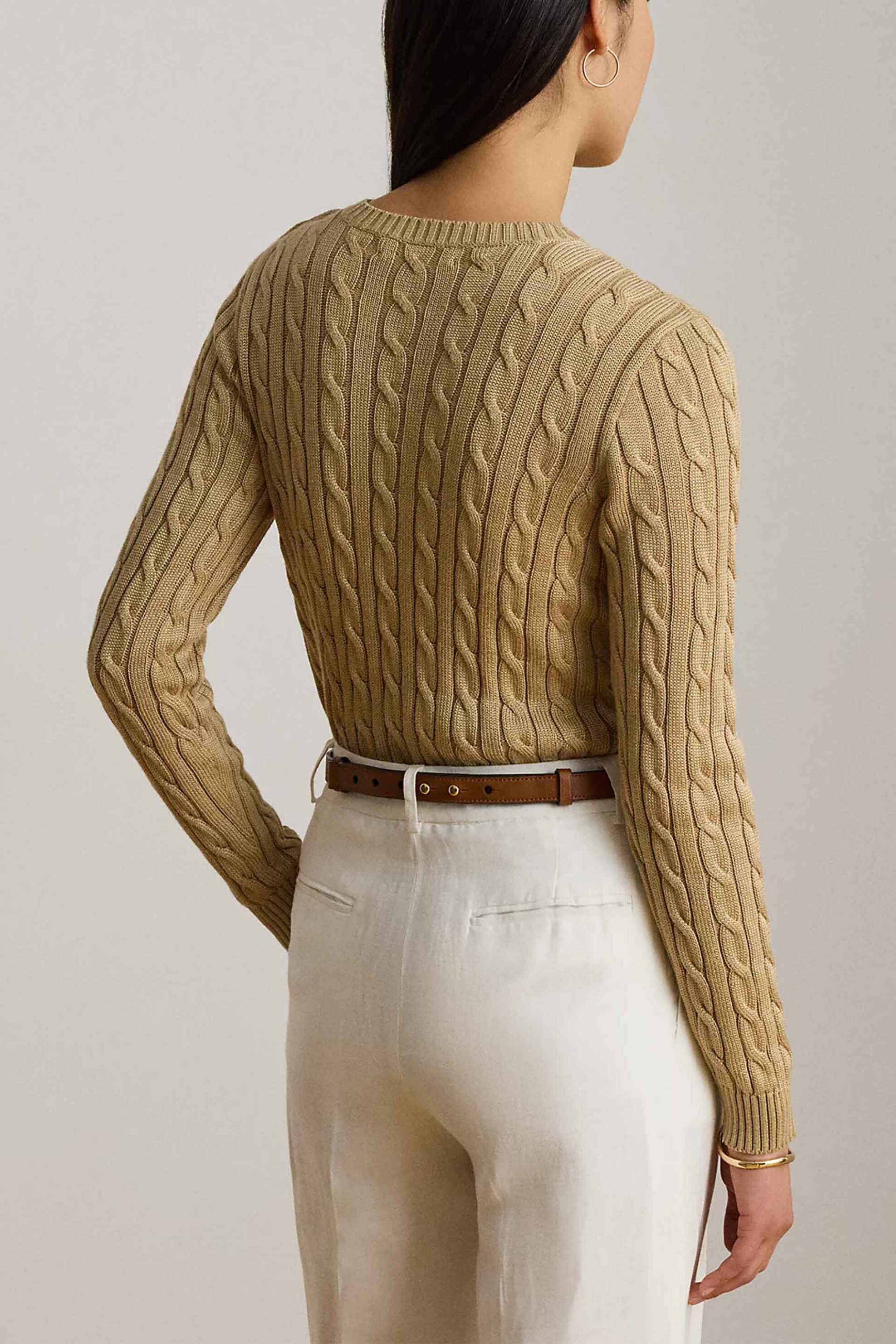 LAUREN RALPH LAUREN Lauren Ralph Lauren γυναικείο πουλόβερ με cable knit pattern Relaxed Fit - 200P14039006 Μπεζ - 3