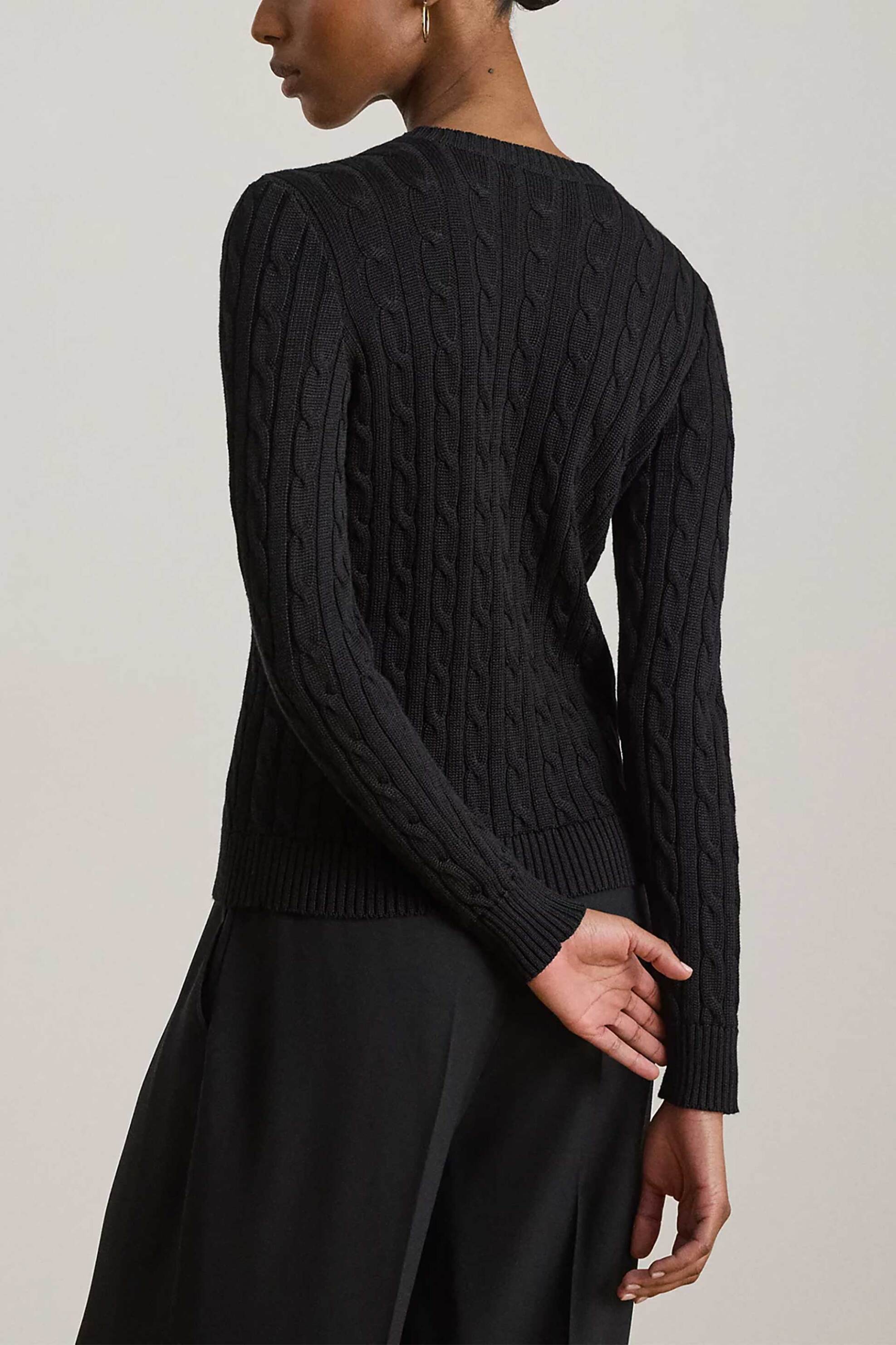 LAUREN RALPH LAUREN Lauren Ralph Lauren γυναικεία ζακέτα πλεκτή με κεντημένο λογότυπο - 200P14040003 Μαύρο - 3