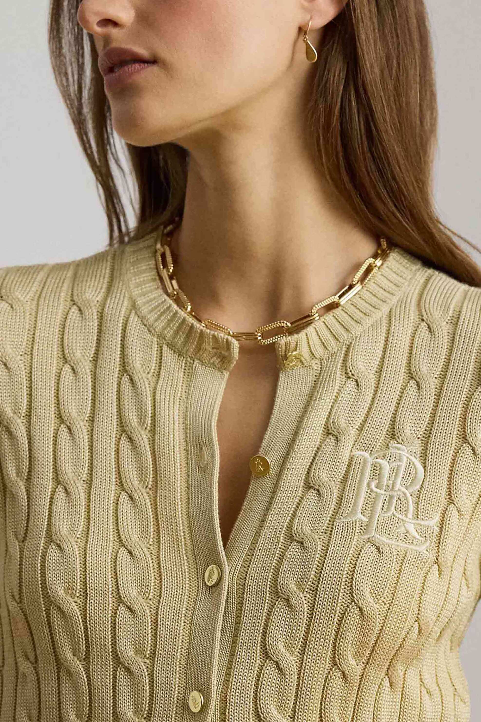 LAUREN RALPH LAUREN Lauren Ralph Lauren γυναικεία ζακέτα πλεκτή με κεντημένο λογότυπο - 200P14040501 Μπεζ - 3
