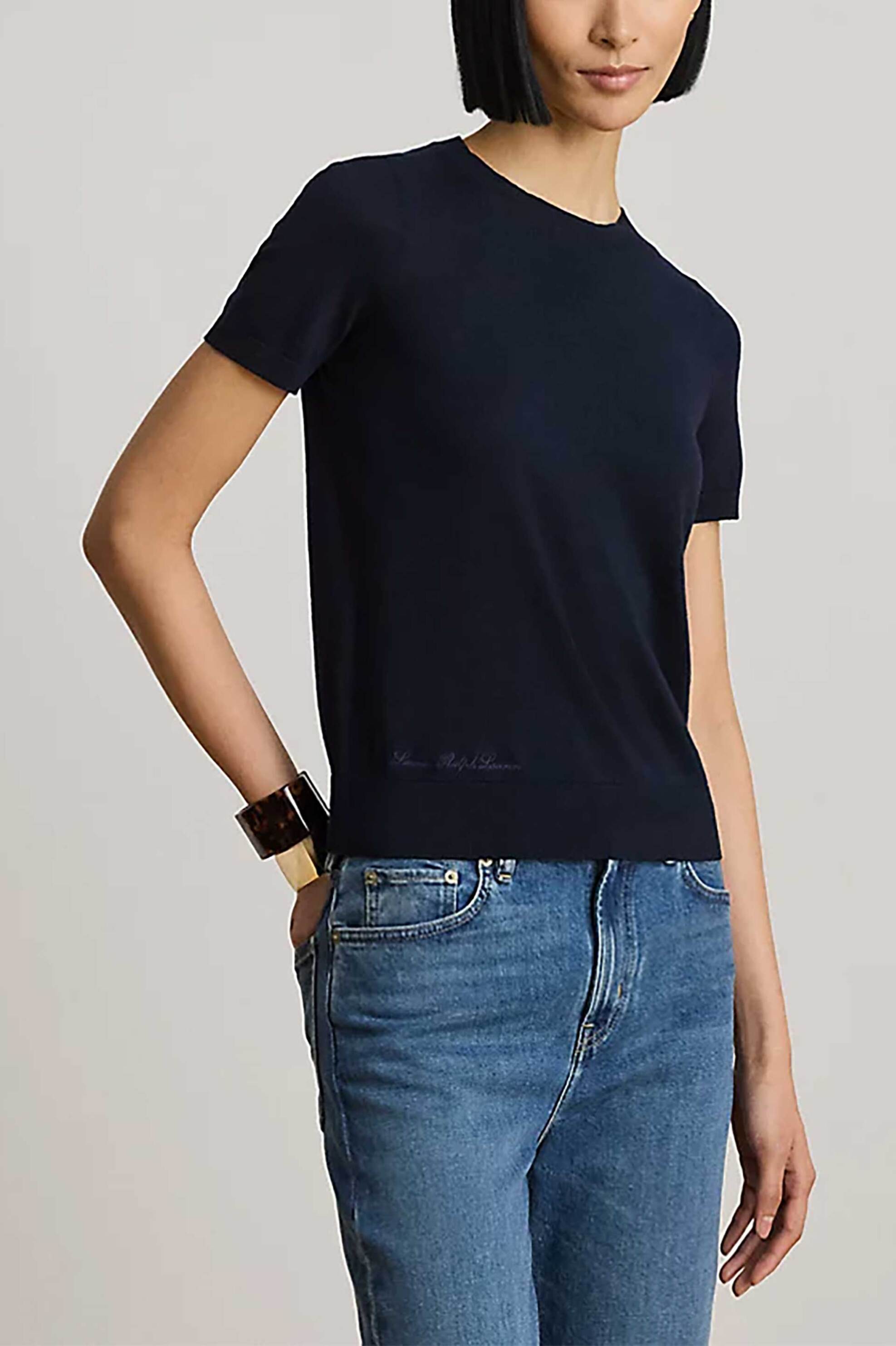 LAUREN RALPH LAUREN Lauren Ralph Lauren γυναικεία μπλούζα πλεκτή μονόχρωμη - 200P14055003 Μπλε Σκούρο