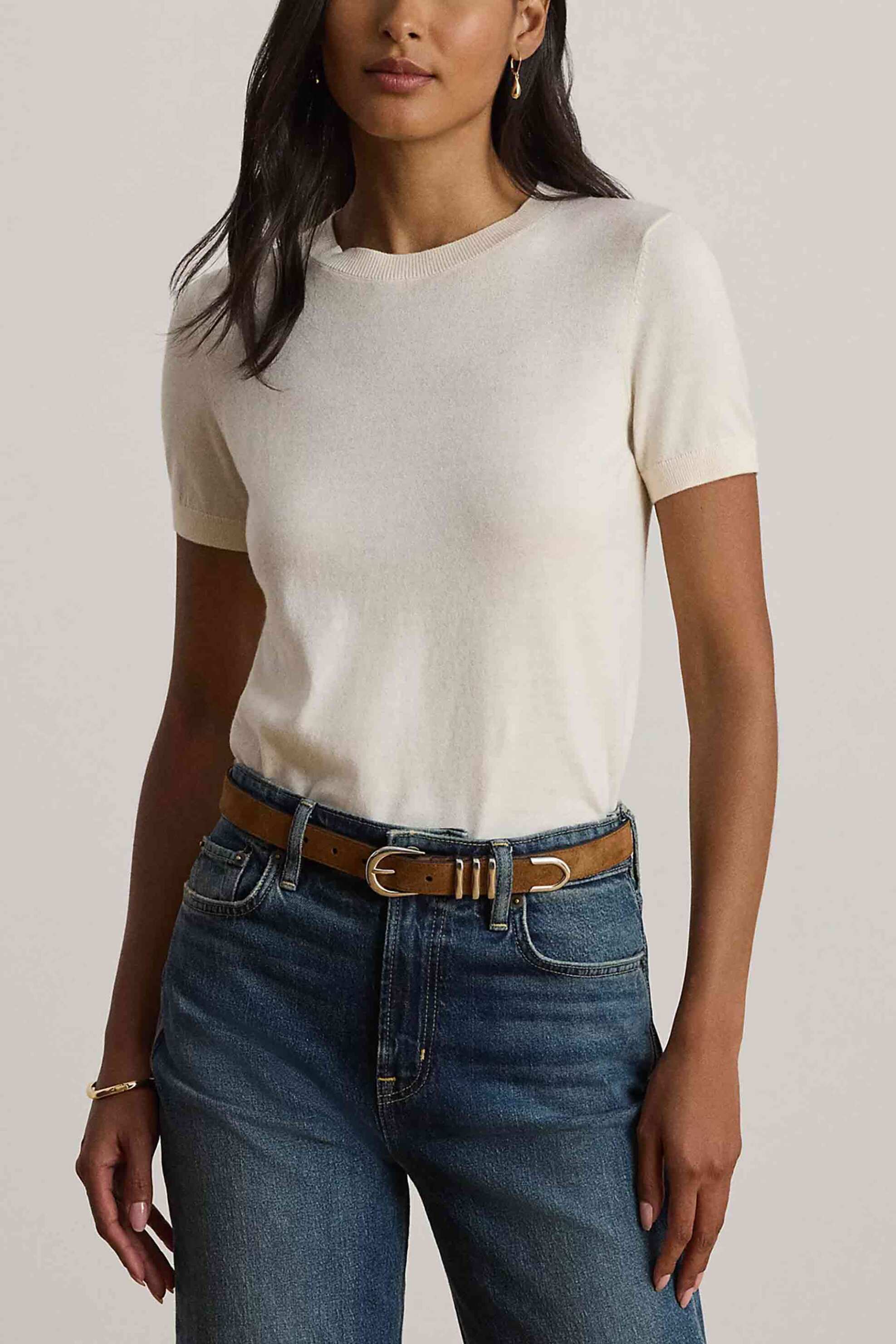 LAUREN RALPH LAUREN Lauren Ralph Lauren γυναικεία μπλούζα πλεκτή μονόχρωμη - 200P14055500 Κρέμ