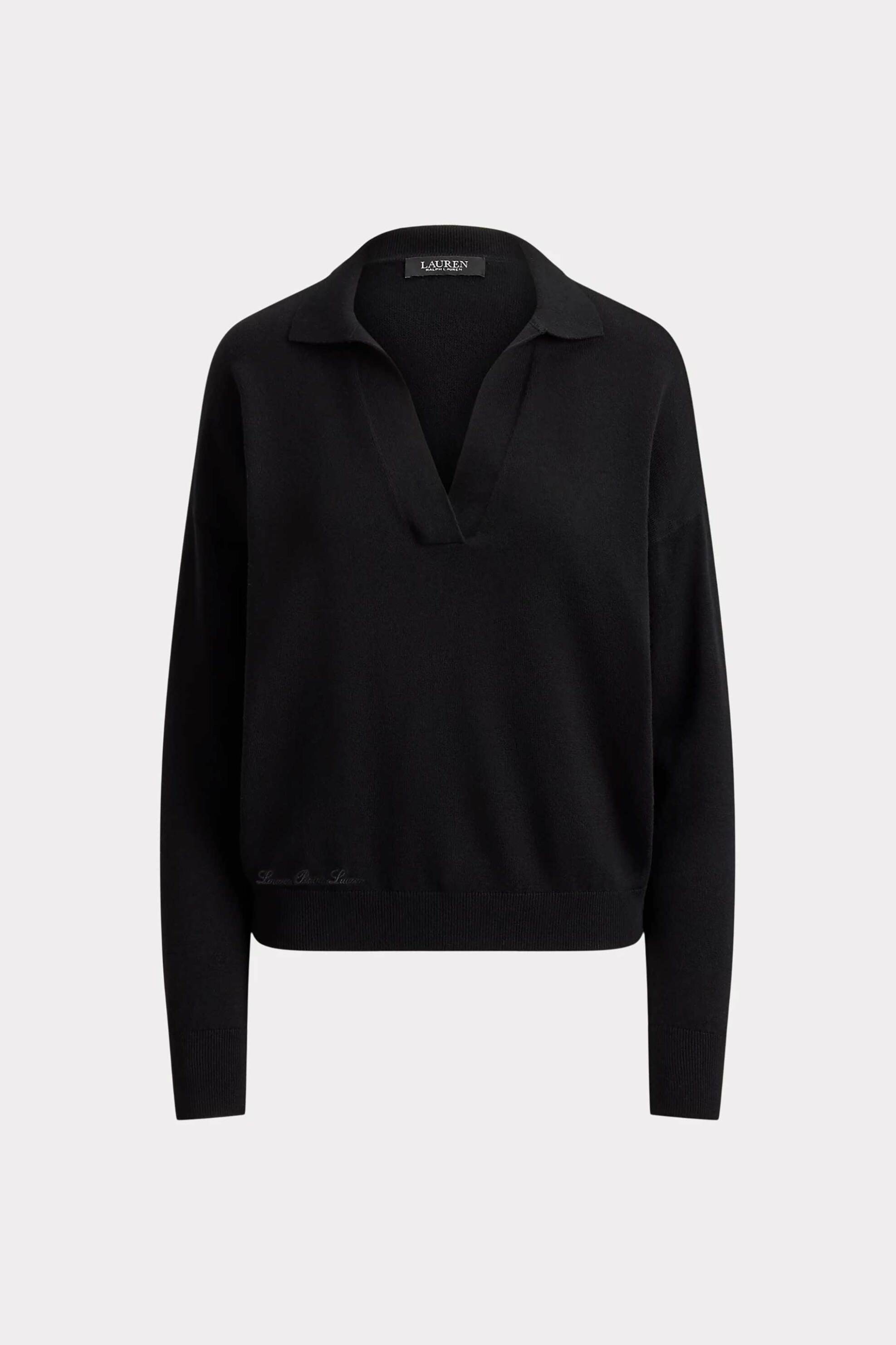 LAUREN RALPH LAUREN Lauren Ralph Lauren γυναικεία μπλούζα πλεκτή με πόλο γιακά - 200P14056002 Μαύρο - 4