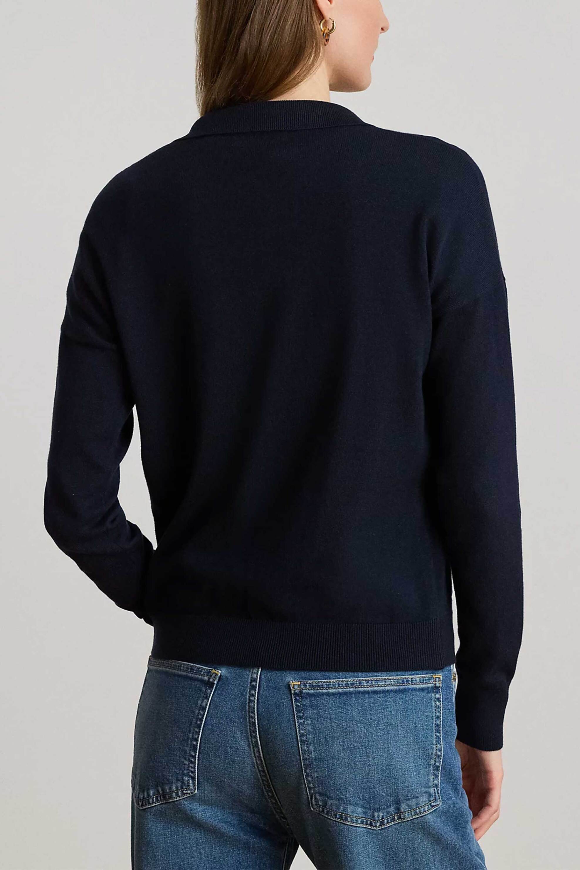 LAUREN RALPH LAUREN Lauren Ralph Lauren γυναικεία μπλούζα πλεκτή με πόλο γιακά - 200P14056003 Μπλε Σκούρο - 3