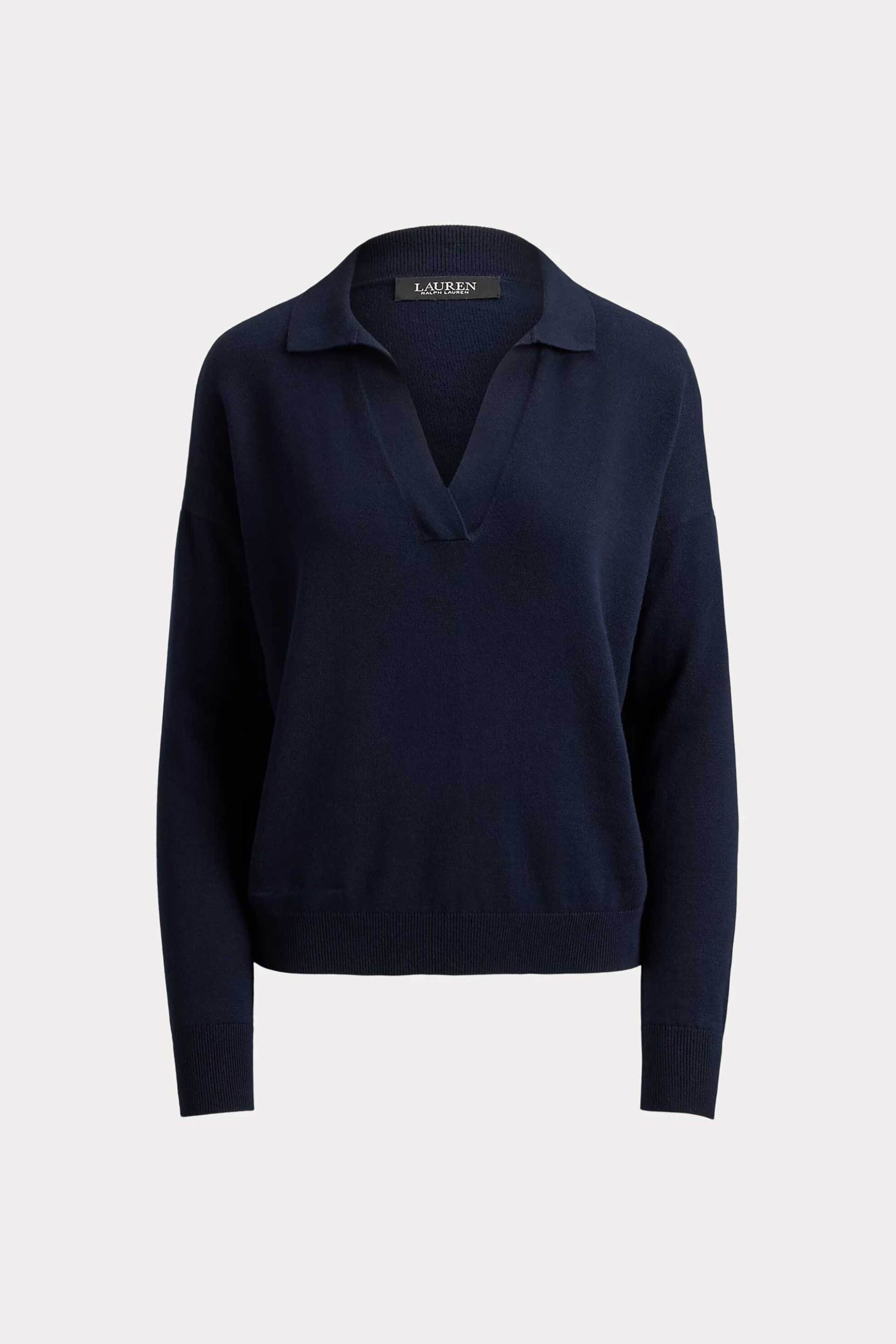 LAUREN RALPH LAUREN Lauren Ralph Lauren γυναικεία μπλούζα πλεκτή με πόλο γιακά - 200P14056003 Μπλε Σκούρο - 4