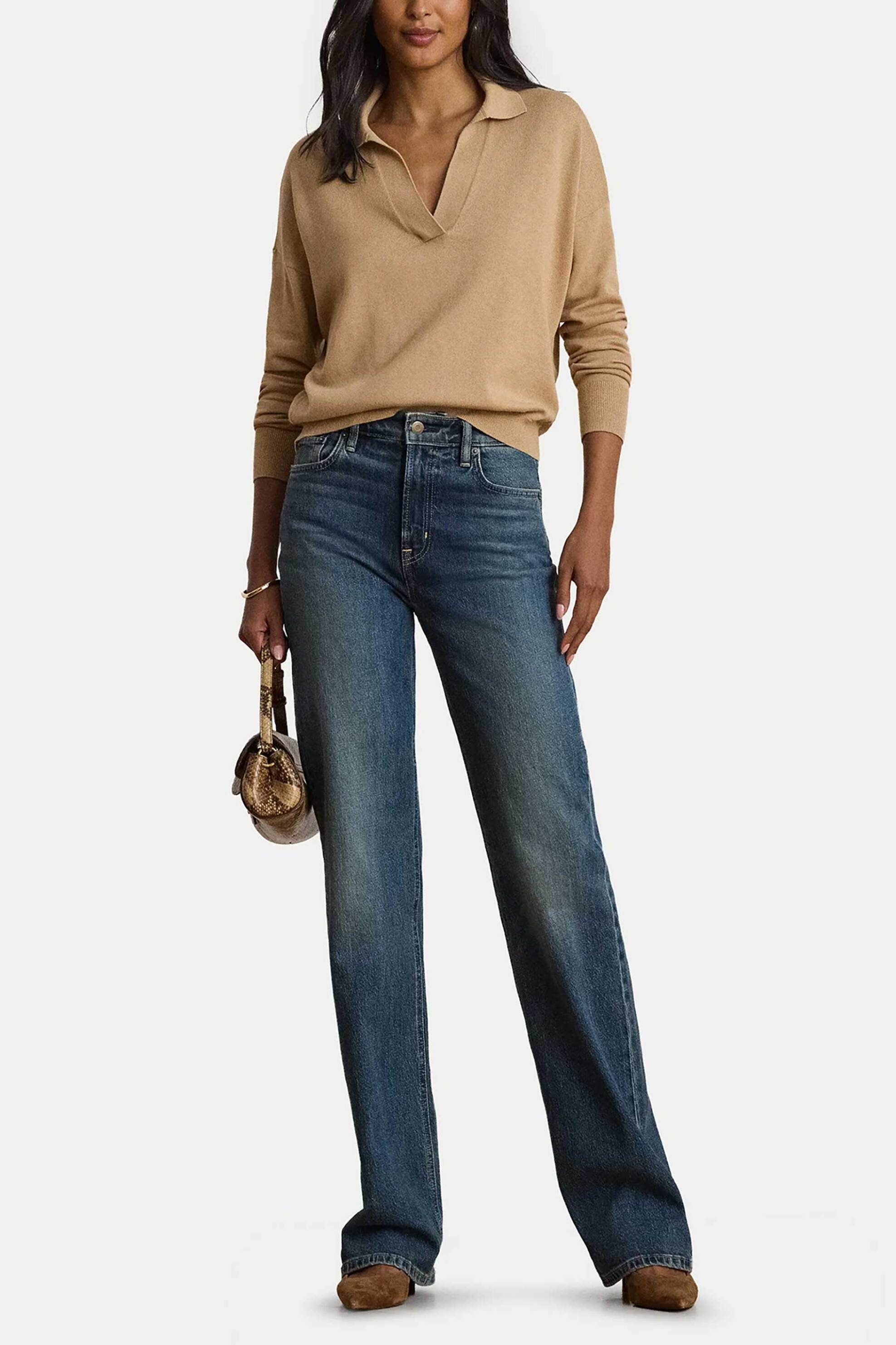 LAUREN RALPH LAUREN Lauren Ralph Lauren γυναικεία μπλούζα πλεκτή με πόλο γιακά - 200P14056004 Μπεζ - 2