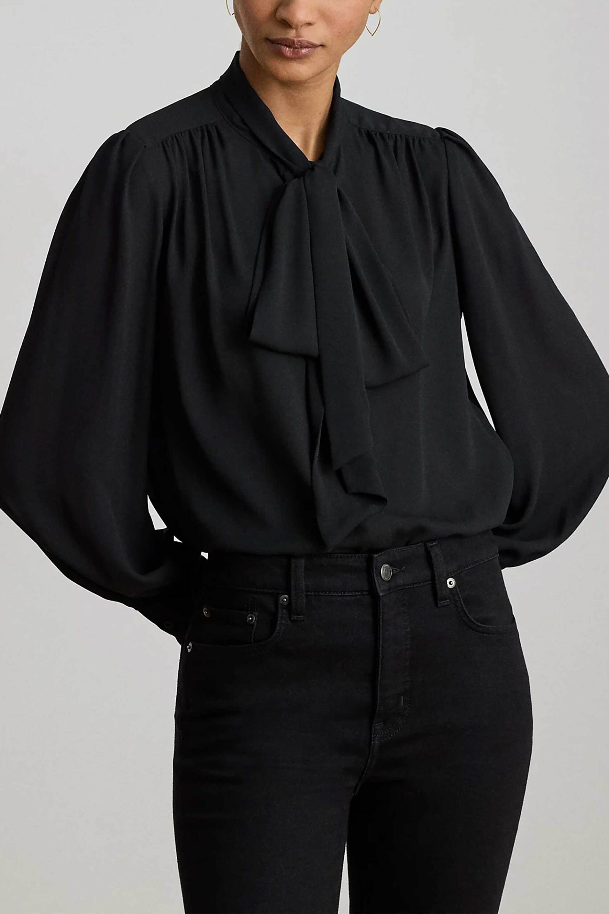 LAUREN RALPH LAUREN Lauren Ralph Lauren γυναικεία μπλούζα με φιόγκο - 200P14083002 Μαύρο