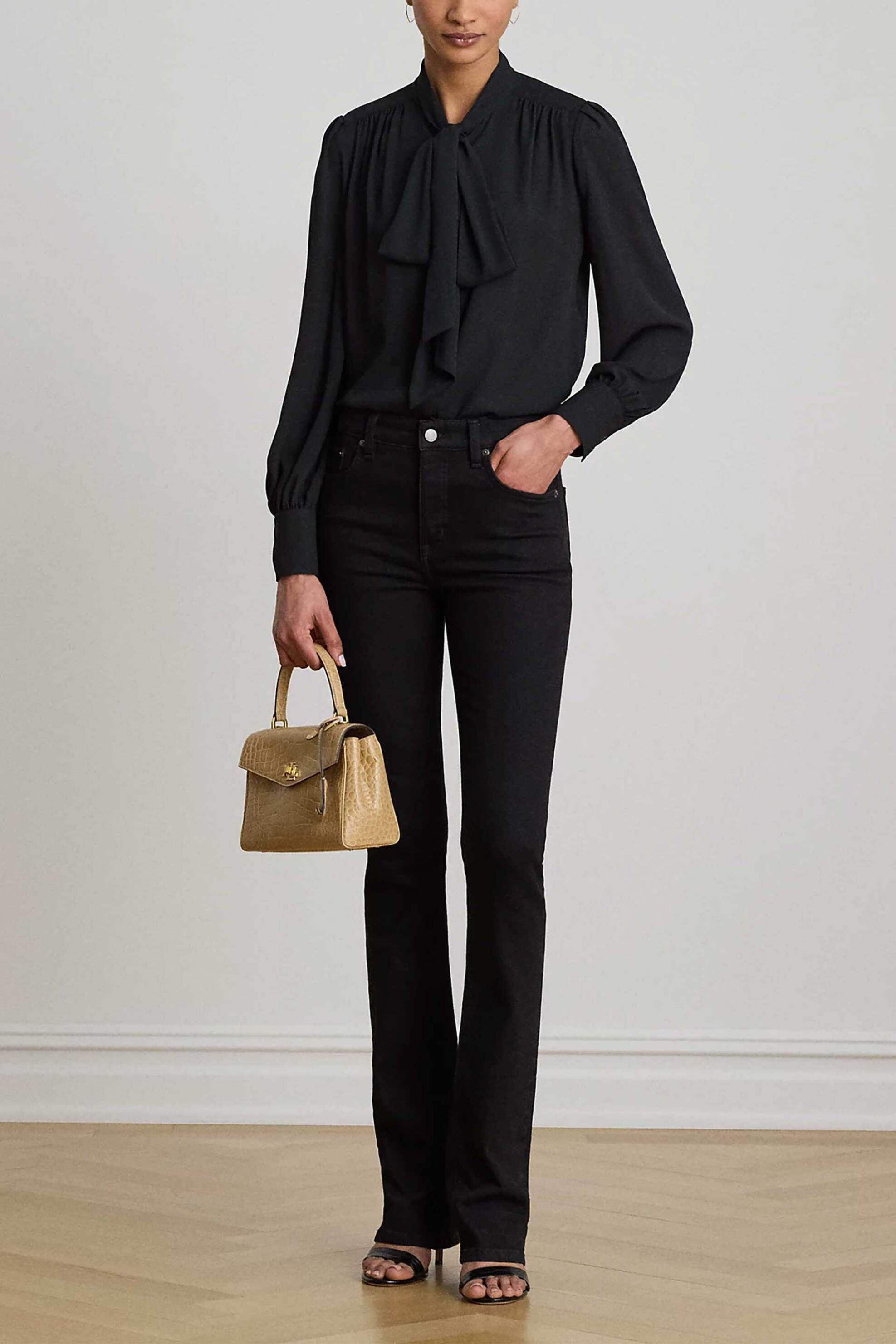 LAUREN RALPH LAUREN Lauren Ralph Lauren γυναικεία μπλούζα με φιόγκο - 200P14083002 Μαύρο - 2