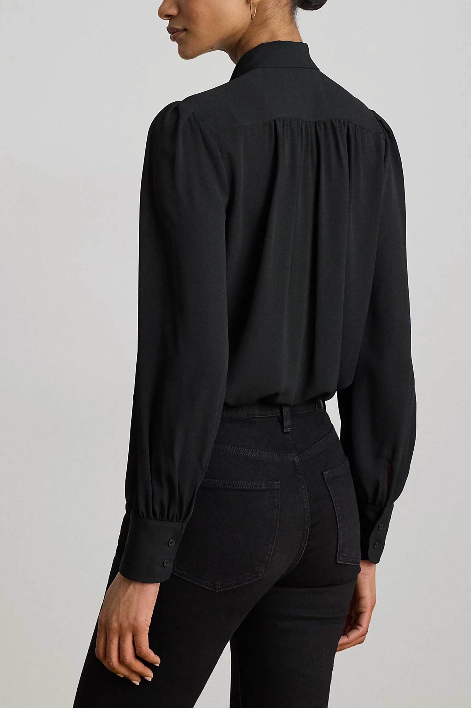 LAUREN RALPH LAUREN Lauren Ralph Lauren γυναικεία μπλούζα με φιόγκο - 200P14083002 Μαύρο - 3
