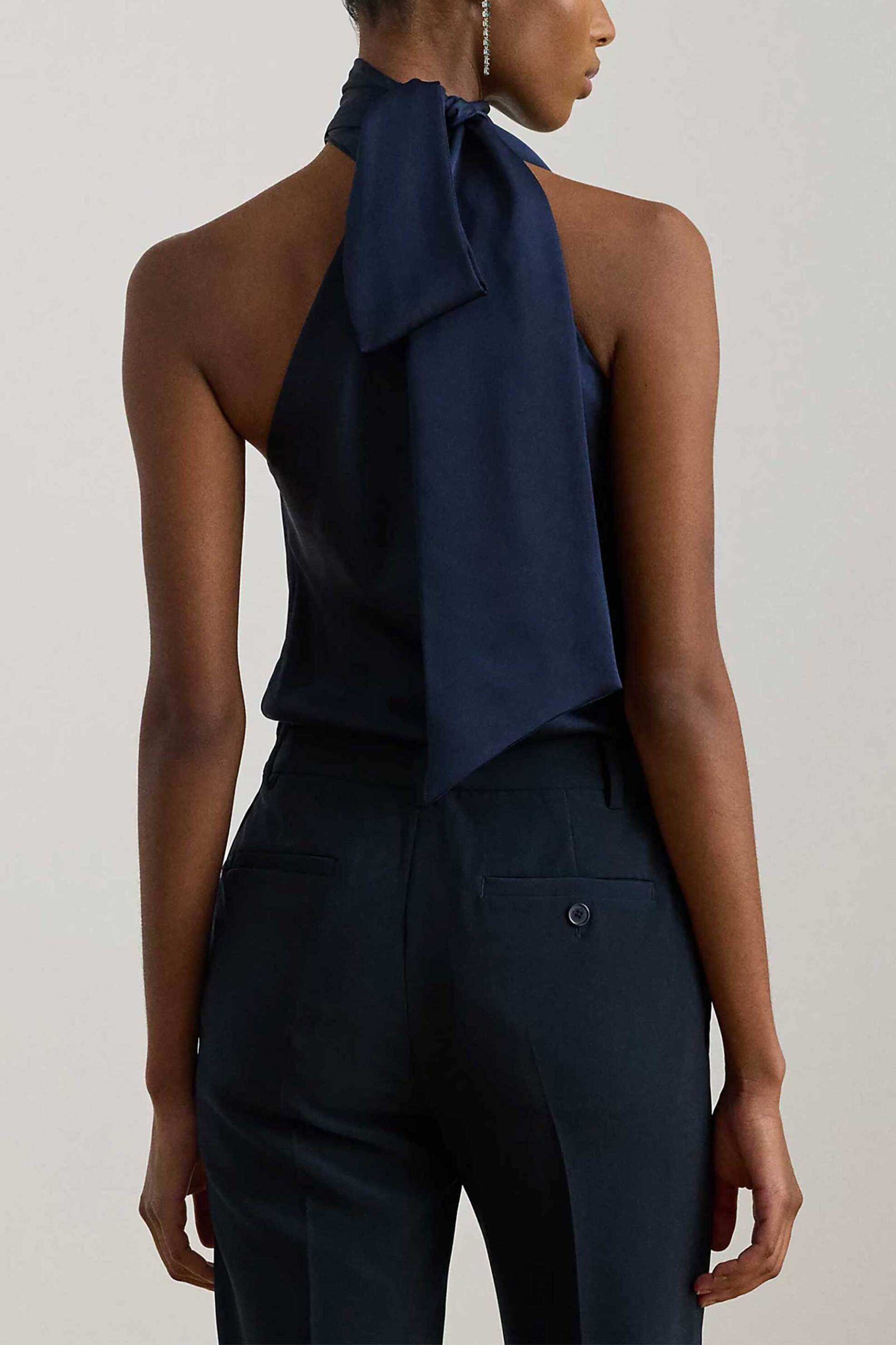 Lauren Ralph Lauren γυναικεία αμάνικη μπλούζα με δέσιμο στο λαιμό Relaxed Fit - 200P14121001 Μπλε Σκούρο φωτογραφία