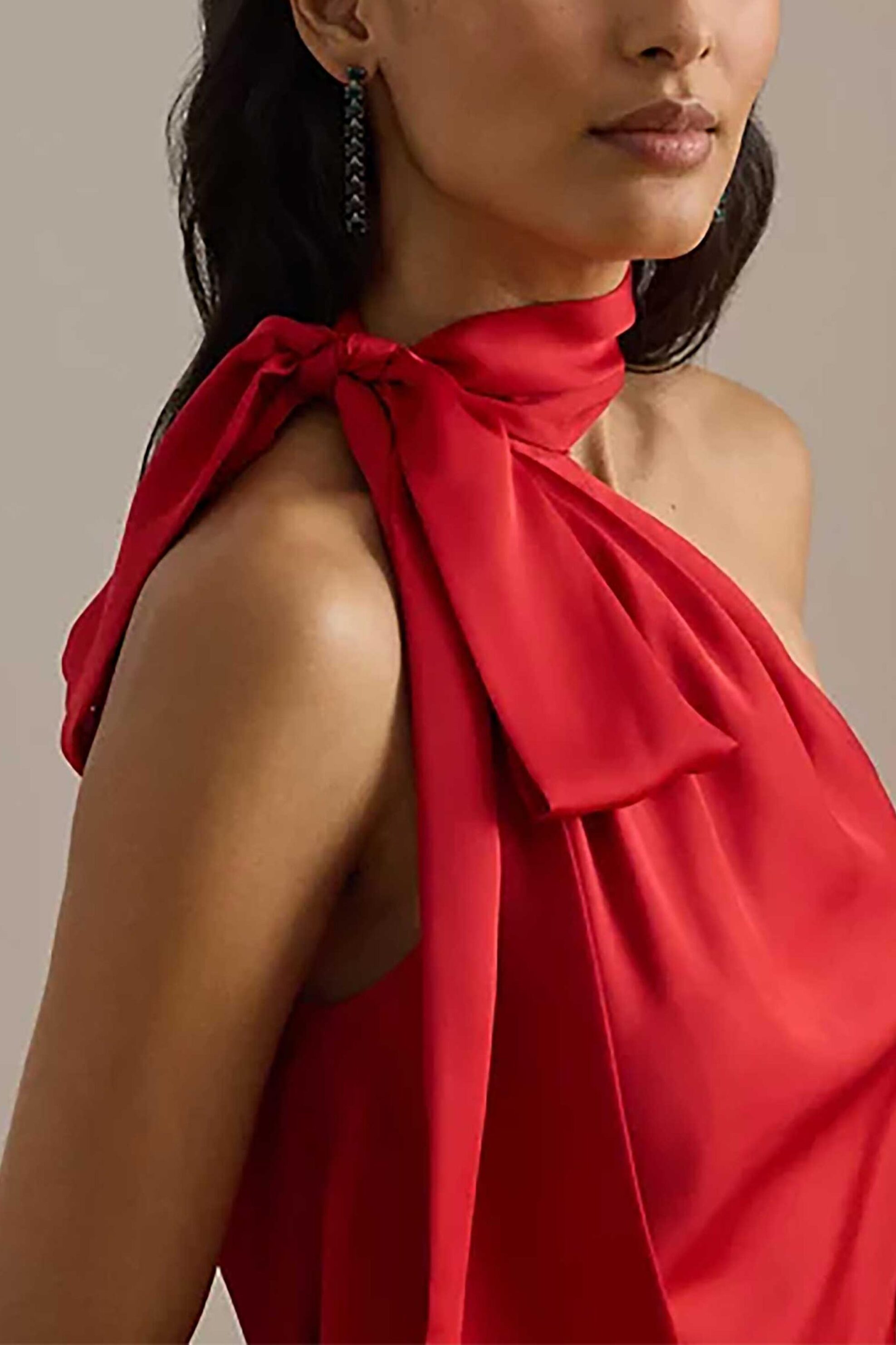 Lauren Ralph Lauren γυναικεία αμάνικη μπλούζα με δέσιμο στο λαιμό Relaxed Fit - 200P14121002 Κόκκινο φωτογραφία