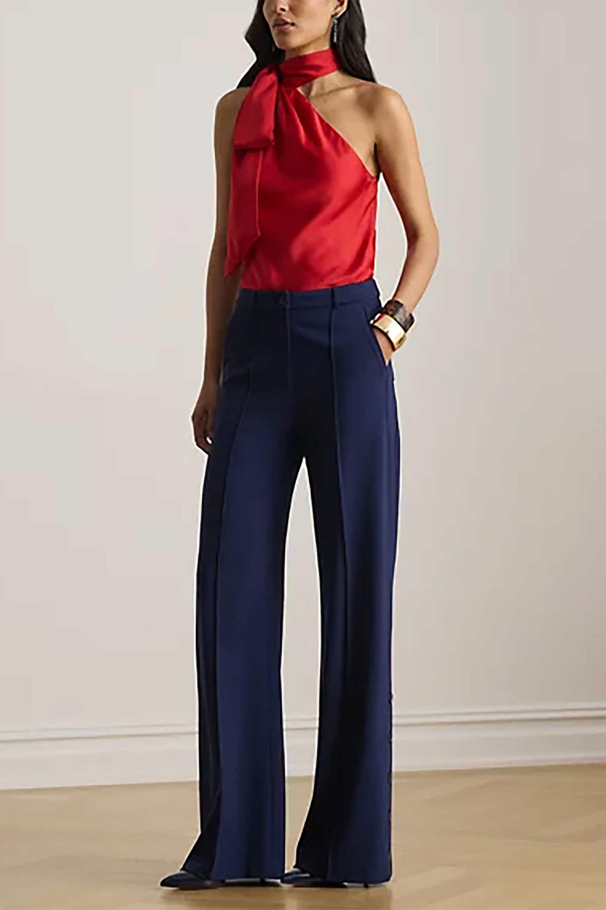 Lauren Ralph Lauren γυναικεία αμάνικη μπλούζα με δέσιμο στο λαιμό Relaxed Fit - 200P14121002 Κόκκινο φωτογραφία