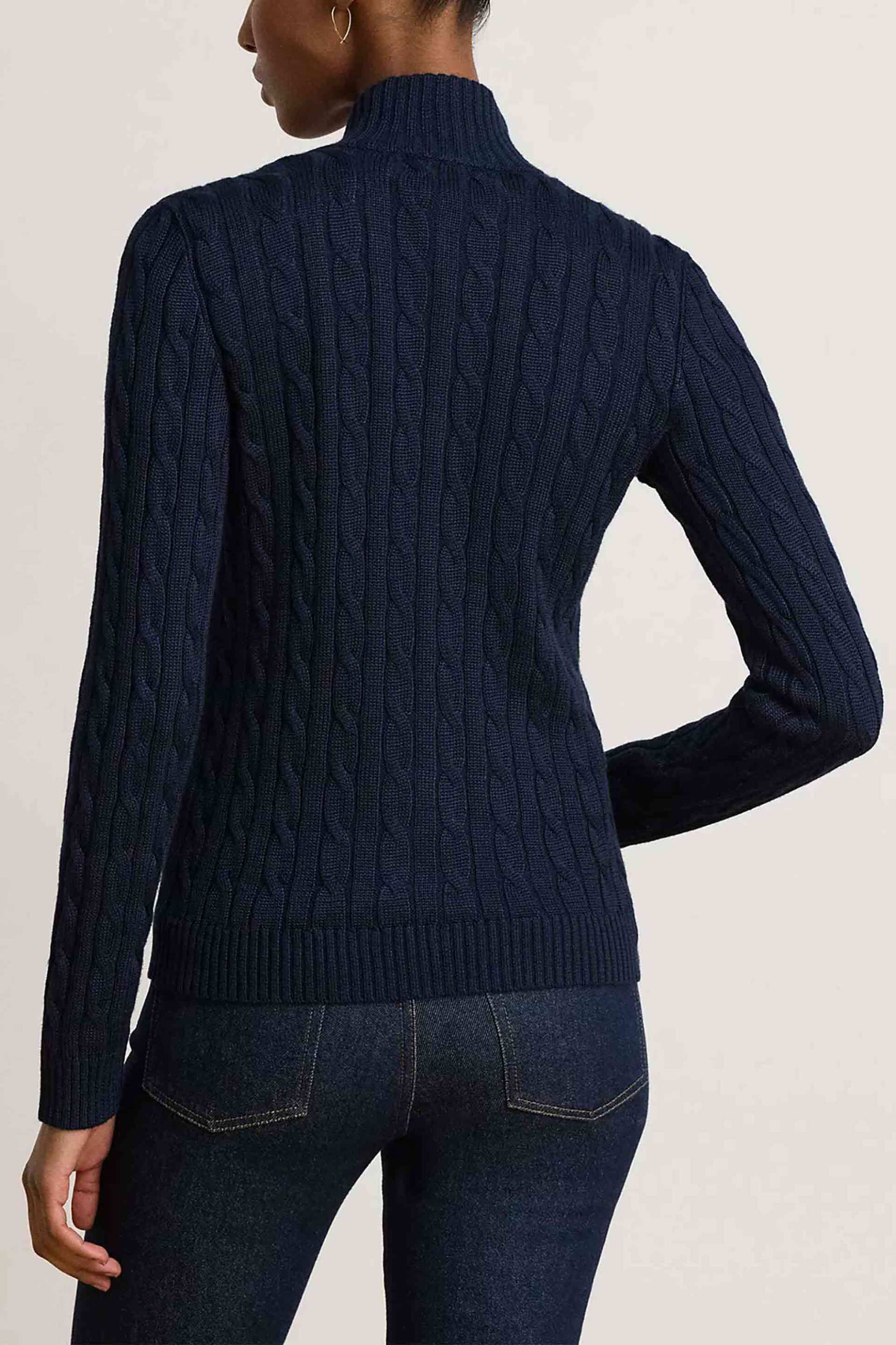 LAUREN RALPH LAUREN Lauren Ralph Lauren γυναικεία ζακέτα πλεκτή με κεντημένο λογότυπο - 200P14782002 Μπλε Σκούρο - 3