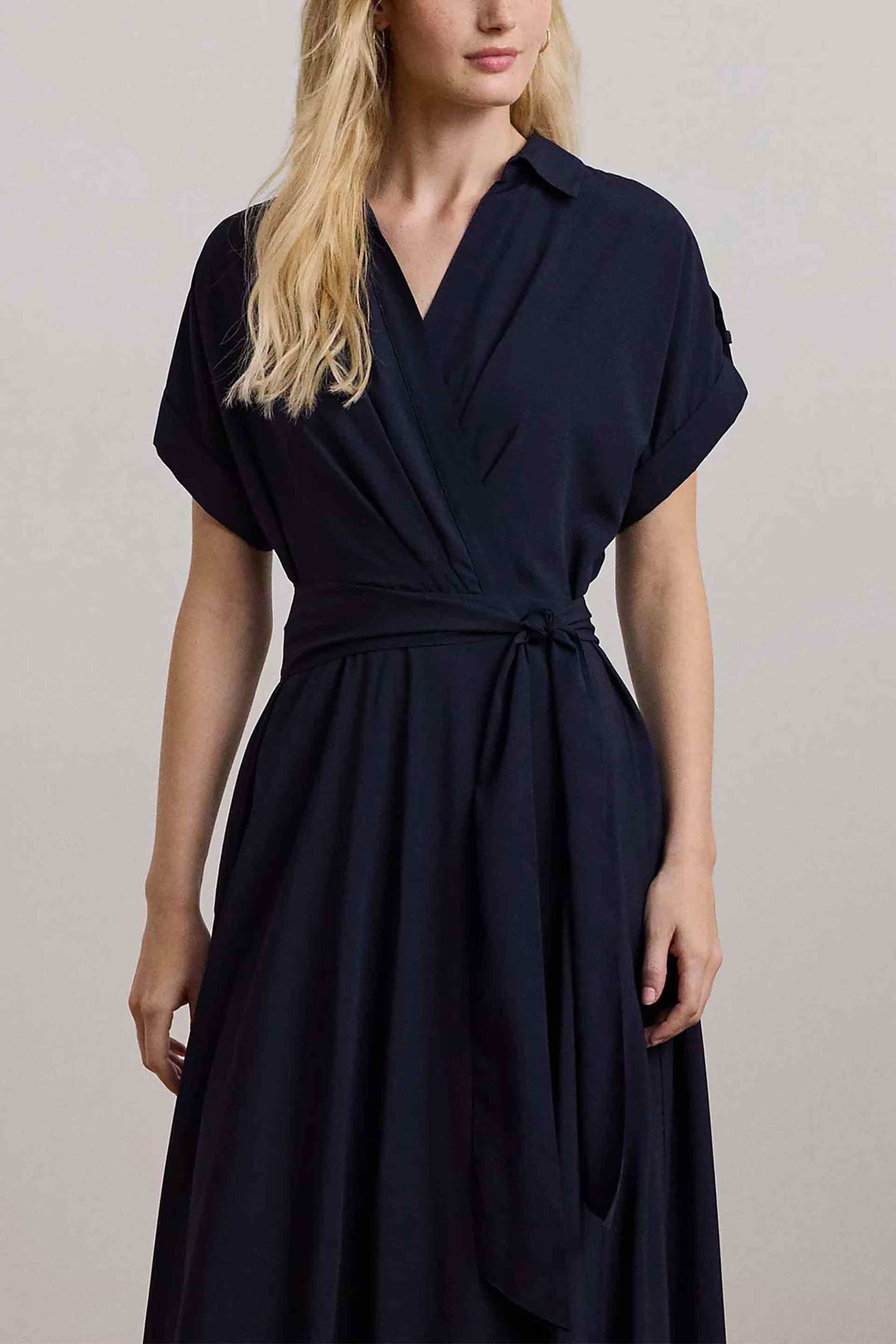 Lauren Ralph Lauren γυναικείο φόρεμα midi με ζώνη - 250909427002 Μπλε Σκούρο φωτογραφία