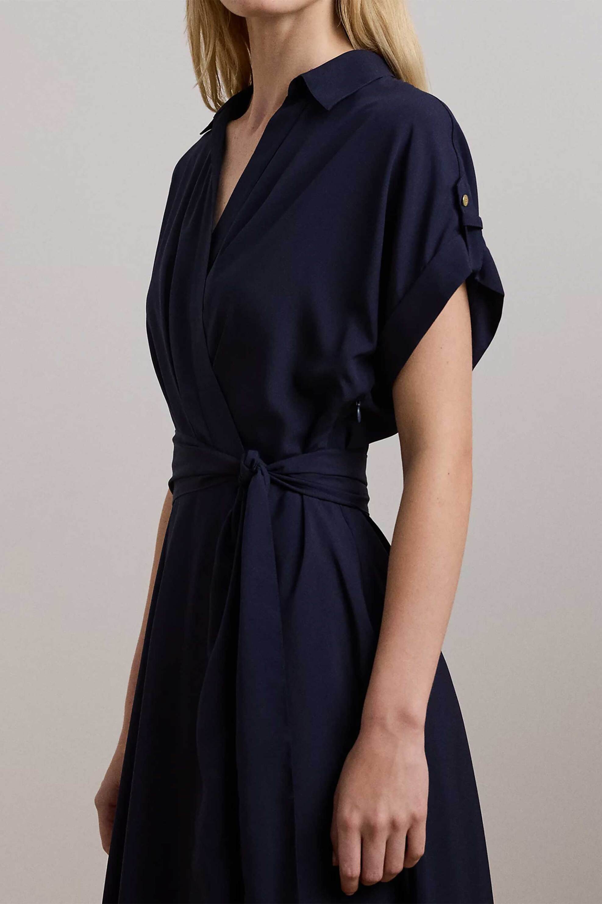 Lauren Ralph Lauren γυναικείο φόρεμα midi με ζώνη - 250909427002 Μπλε Σκούρο φωτογραφία