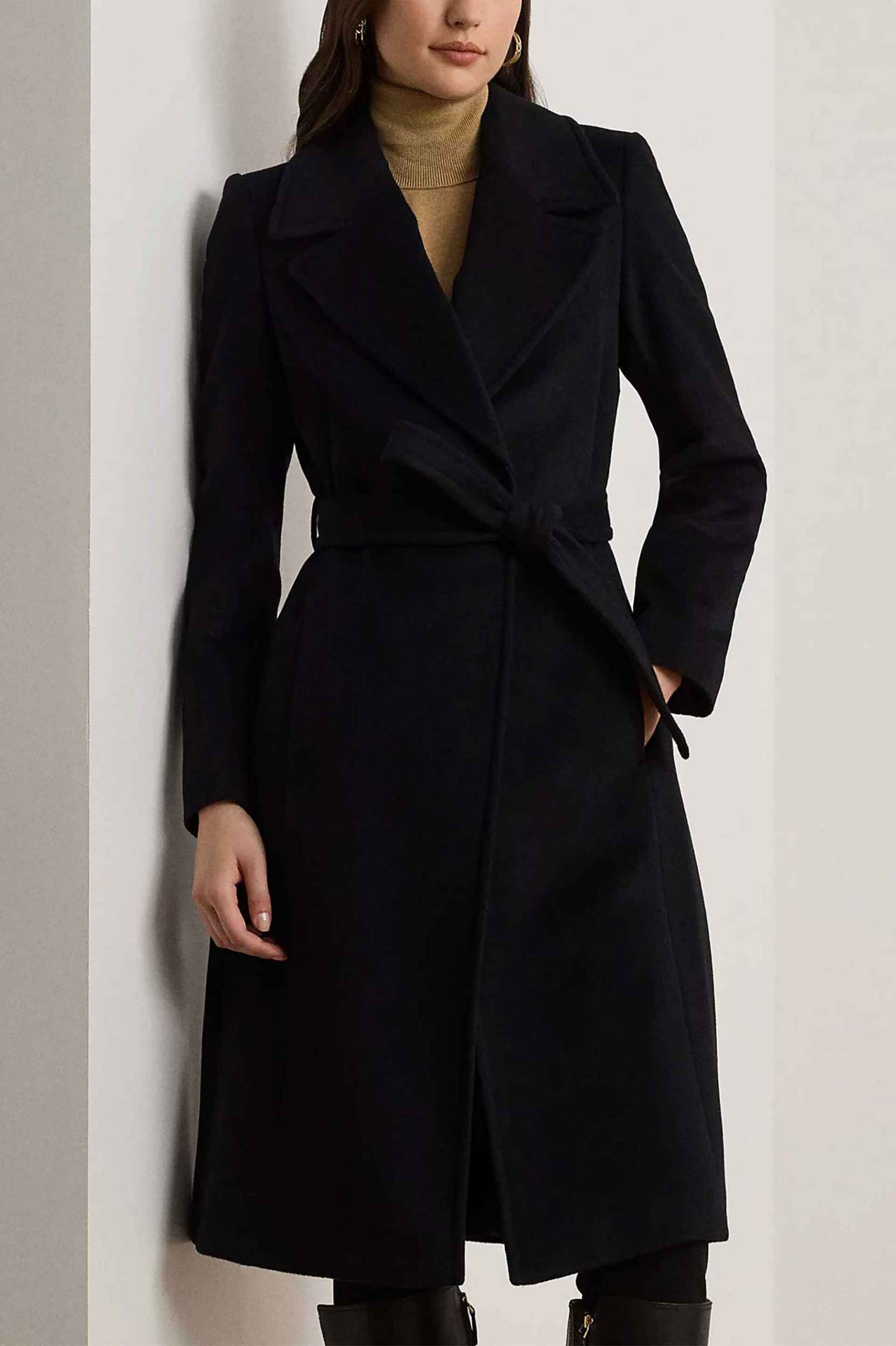 LAUREN RALPH LAUREN Lauren Ralph Lauren γυναικείο παλτό με περιεκτικότητα σε μαλλί και κασμίρι Straight Fit - 297962169001 Μαύρο