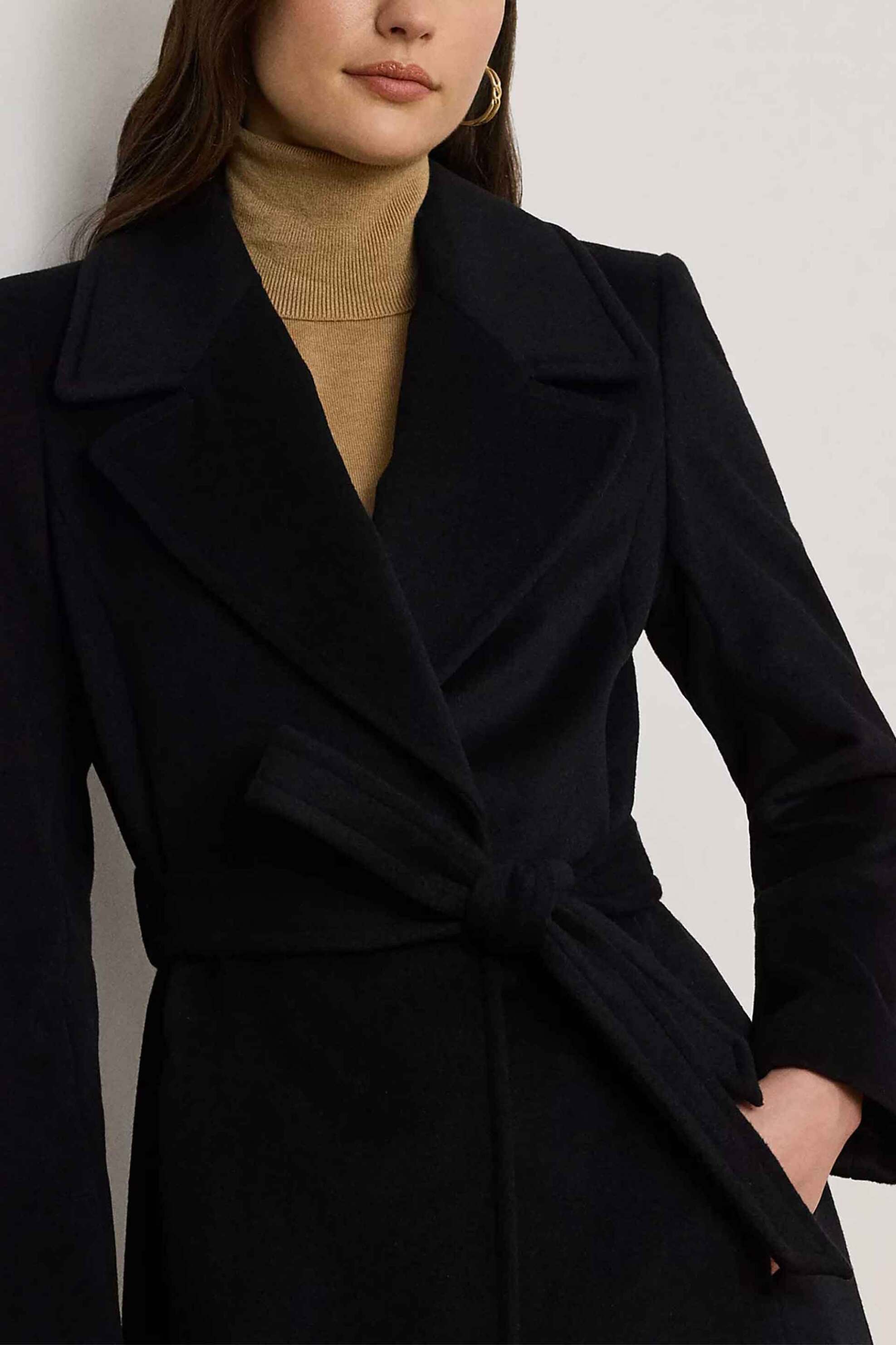 Lauren Ralph Lauren γυναικείο παλτό με περιεκτικότητα σε μαλλί και κασμίρι Straight Fit - 297962169001 Μαύρο