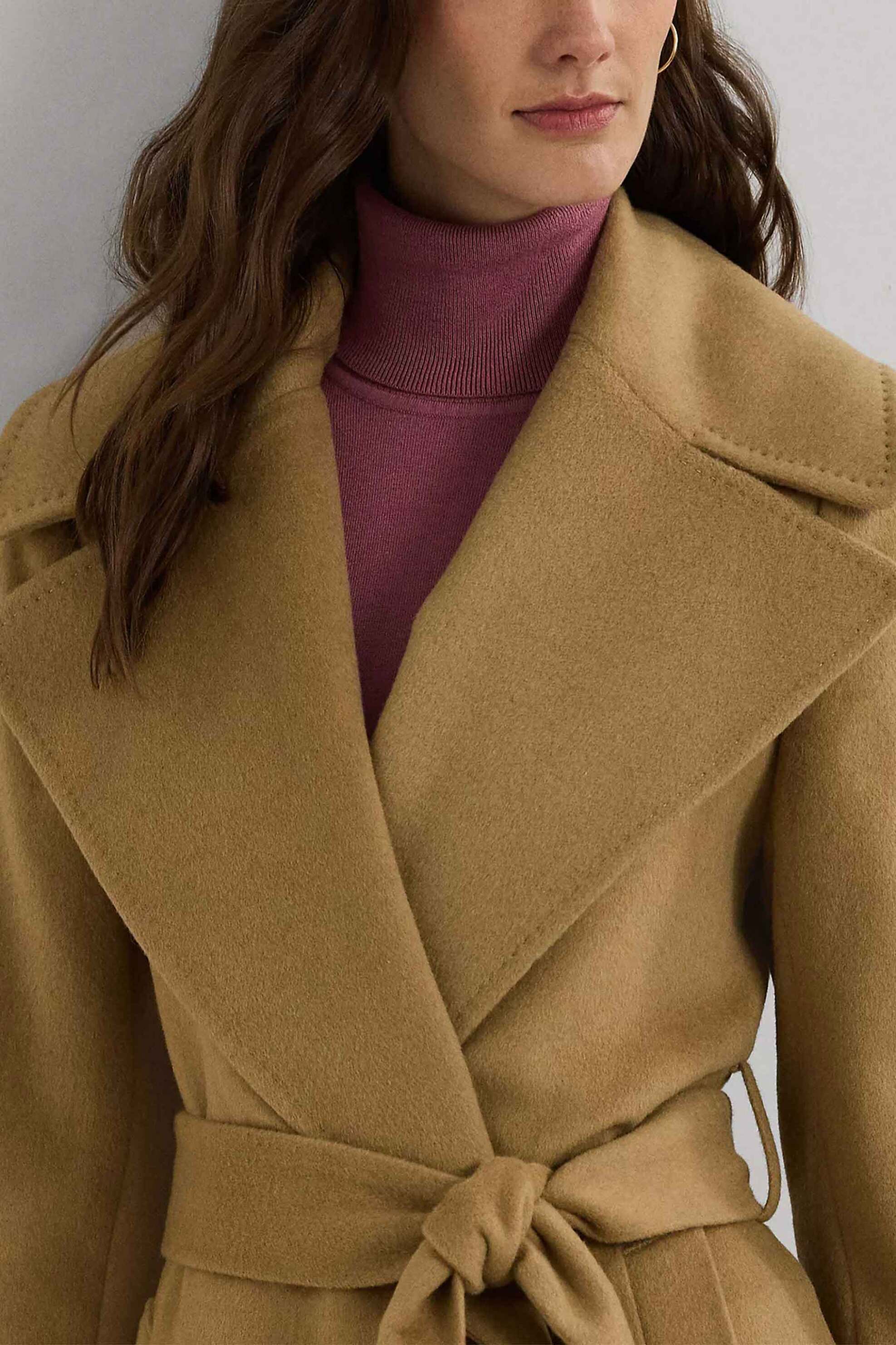Lauren Ralph Lauren γυναικείο παλτό με περιεκτικότητα σε μαλλί και κασμίρι Straight Fit - 297962169002 Καμηλό φωτογραφία