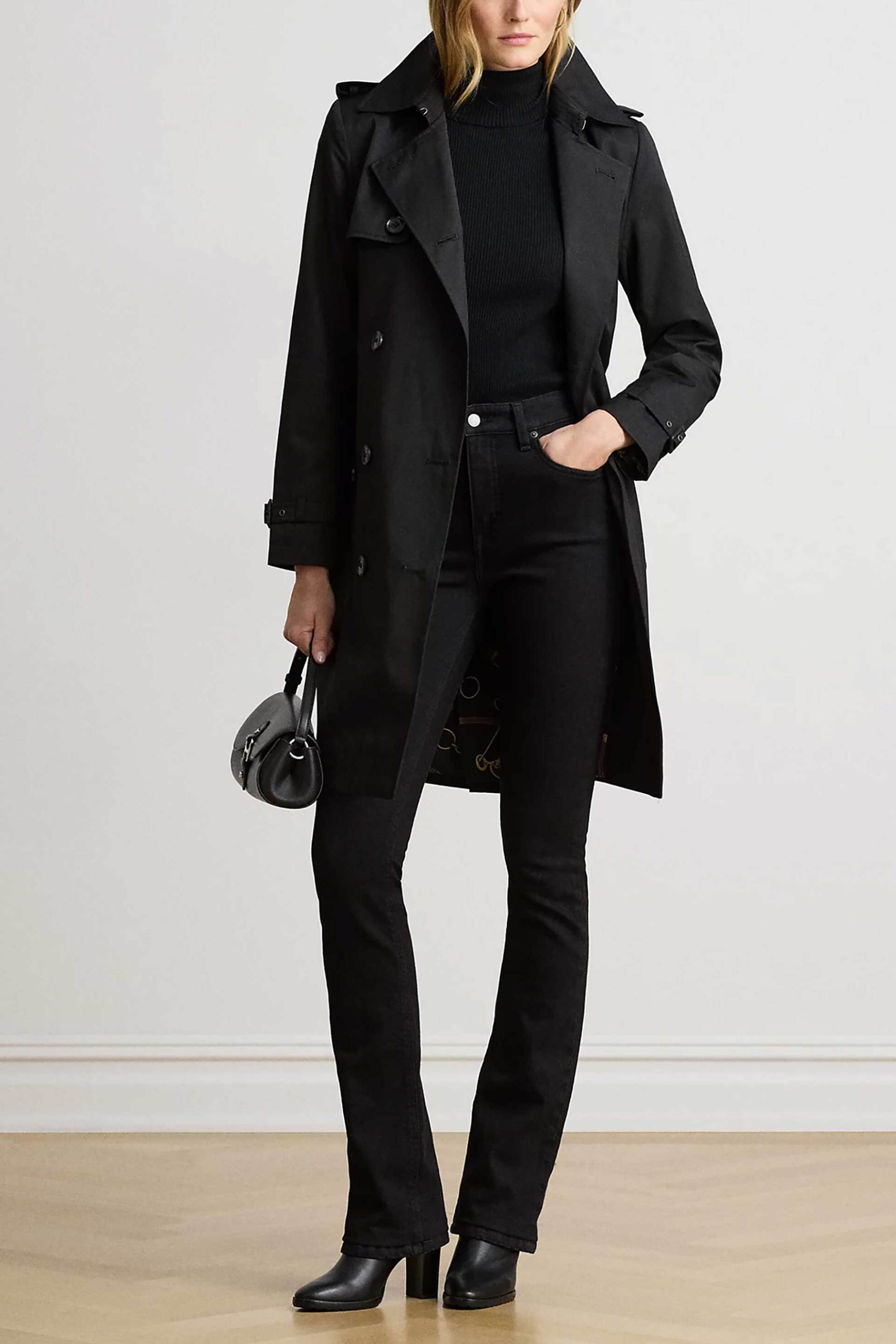 Lauren Ralph Lauren γυναικεία καμπαρντίνα με ζώνη - 297967122001 Μαύρο