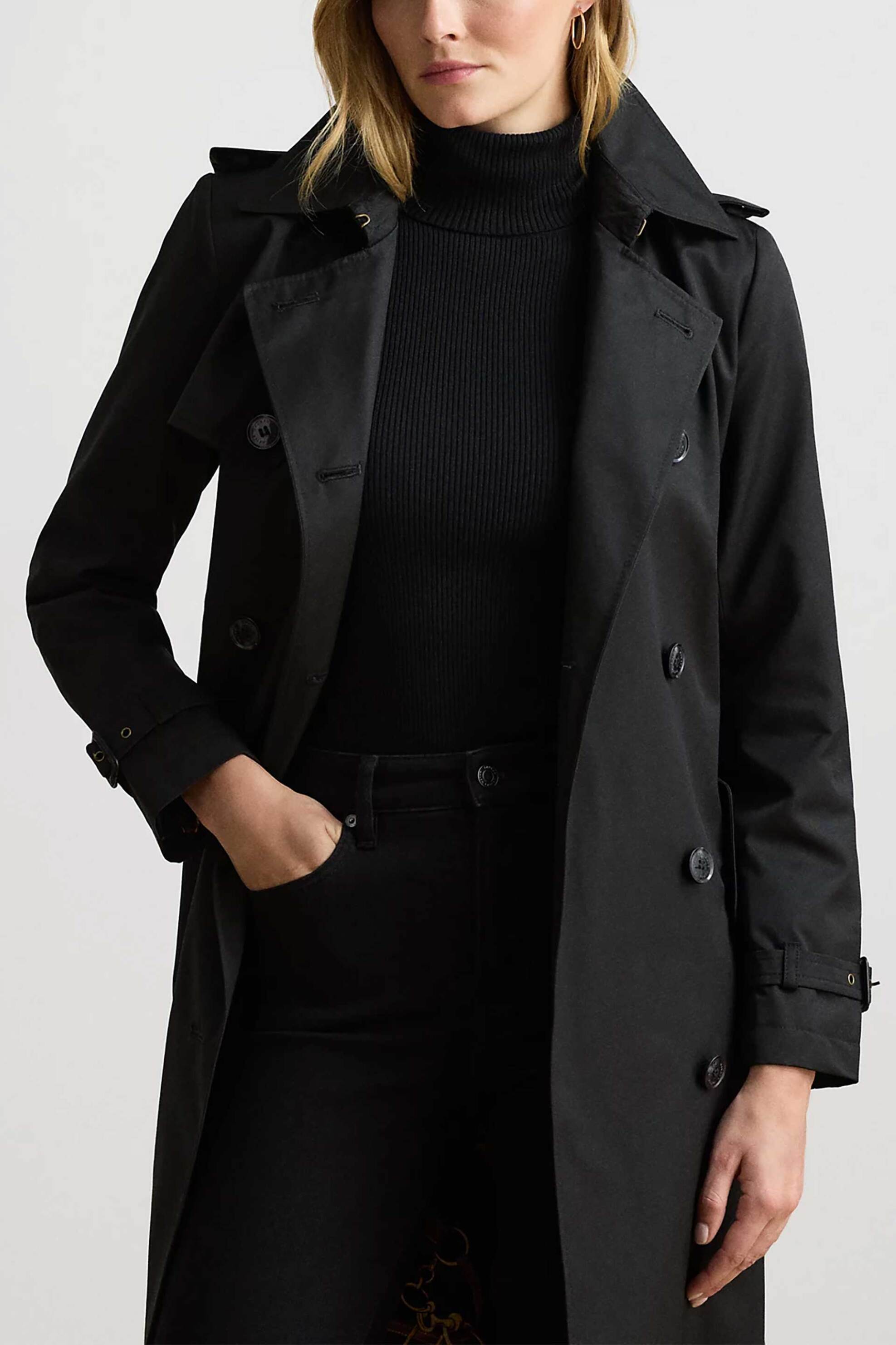 Lauren Ralph Lauren γυναικεία καμπαρντίνα με ζώνη - 297967122001 Μαύρο