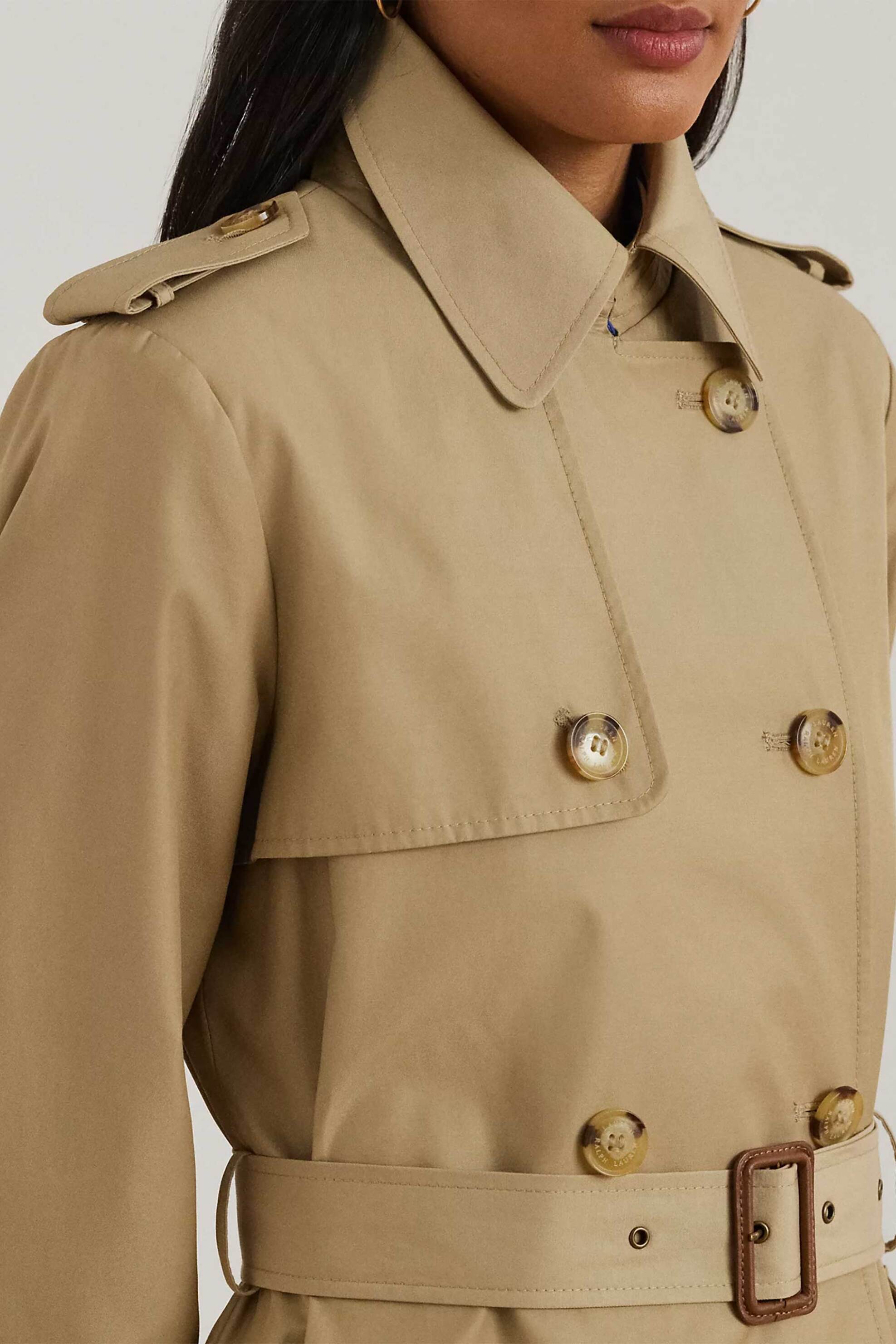 Lauren Ralph Lauren γυναικεία καπαρντίνα με σταυρωτό κλείσιμο και ζώνη Straight Fit - 297967122002 Μπεζ φωτογραφία