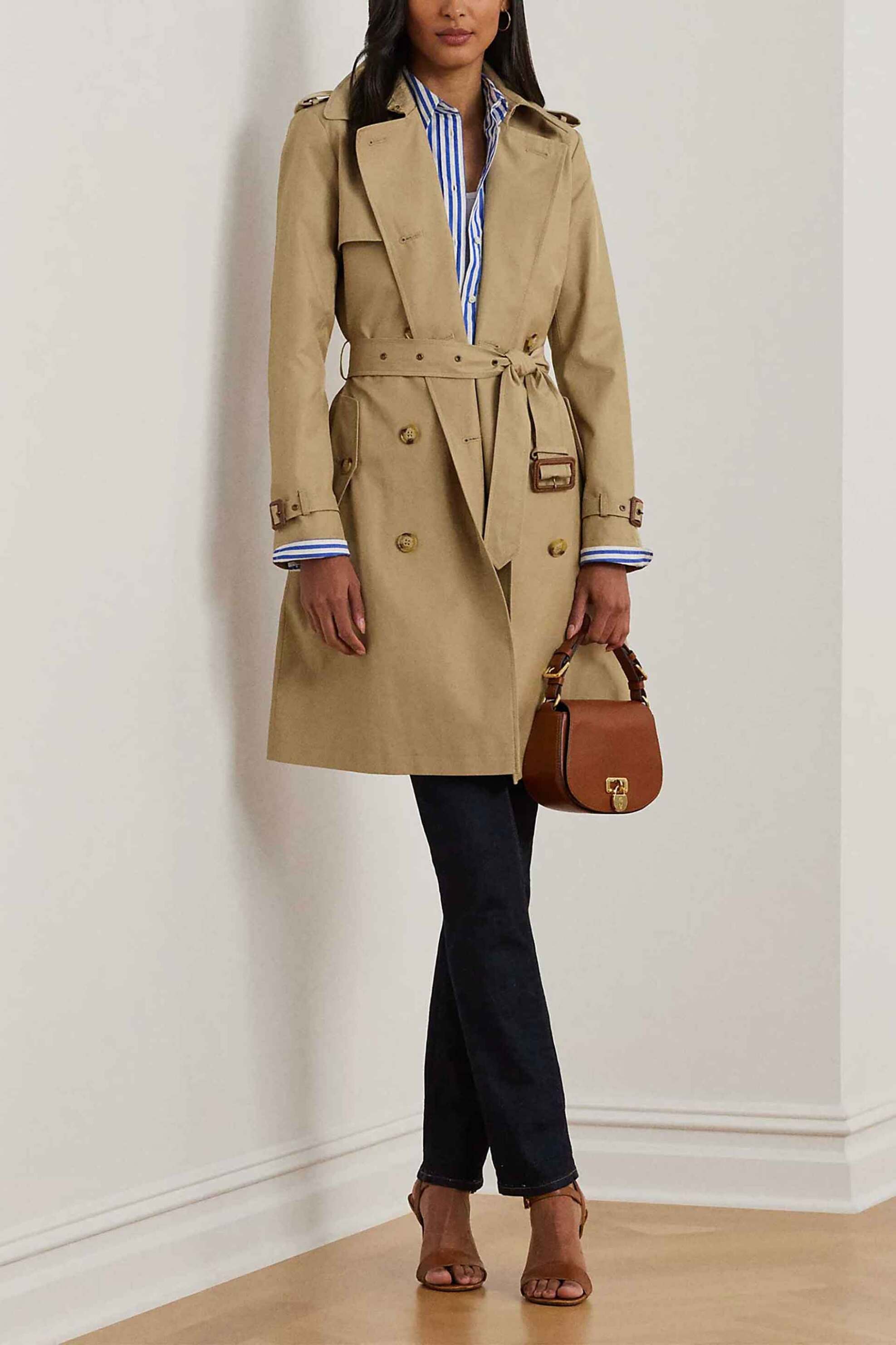 LAUREN RALPH LAUREN Lauren Ralph Lauren γυναικεία καπαρντίνα με σταυρωτό κλείσιμο και ζώνη Straight Fit - 297967122002 Μπεζ - 3